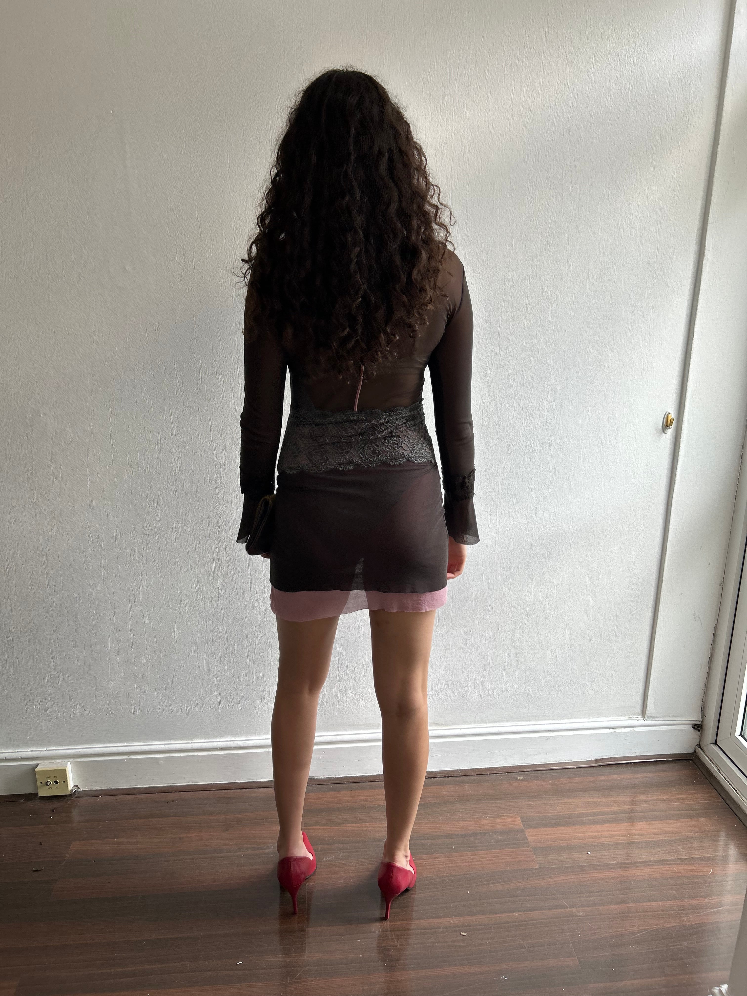Y2K Layered Mesh Mini Dress