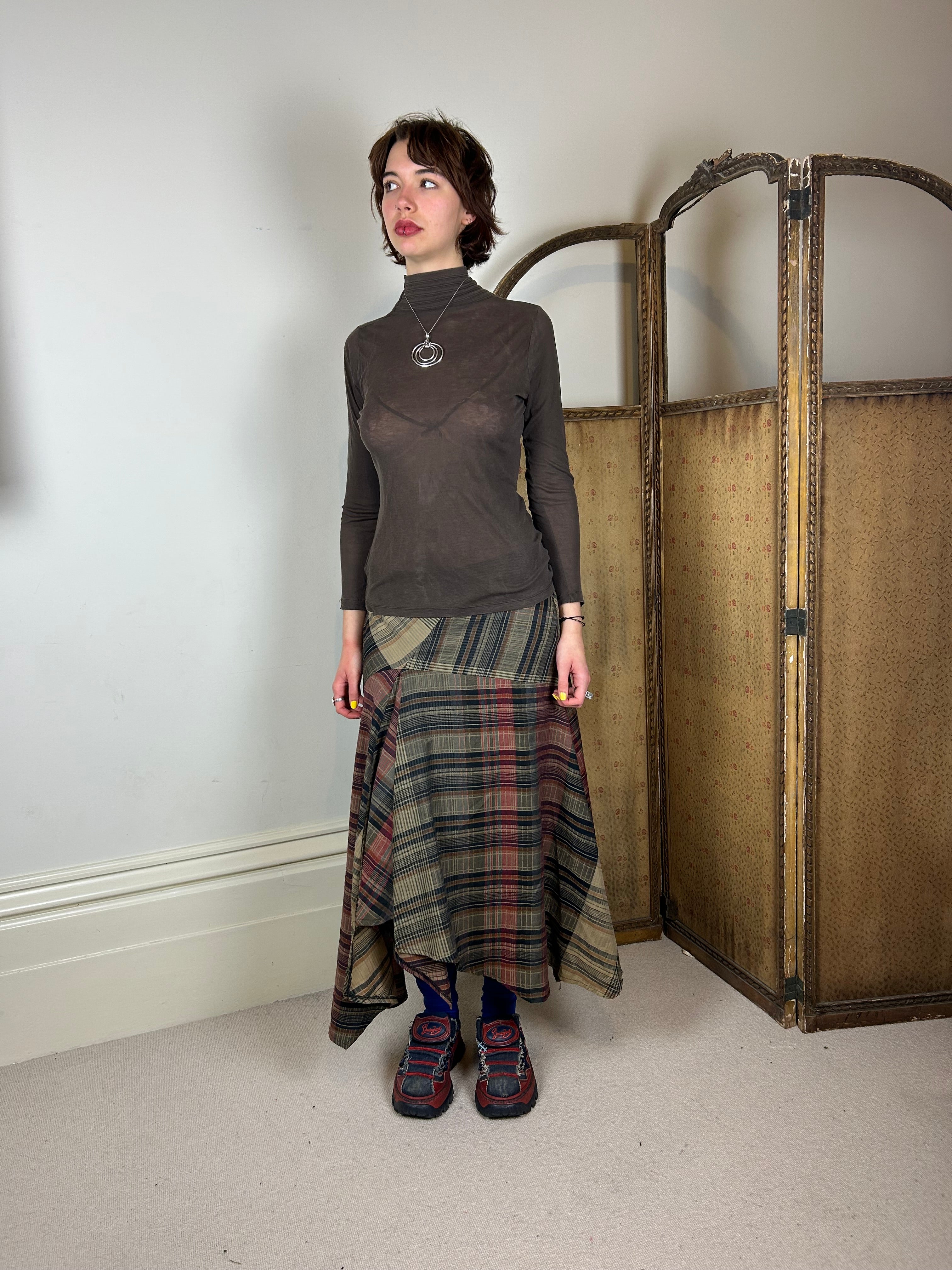 Tartan asymmetrical skirt
