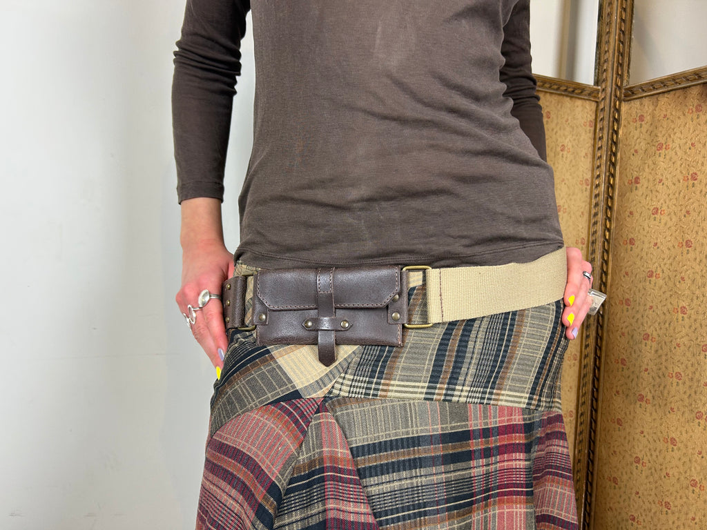 Brown leather utility belt
