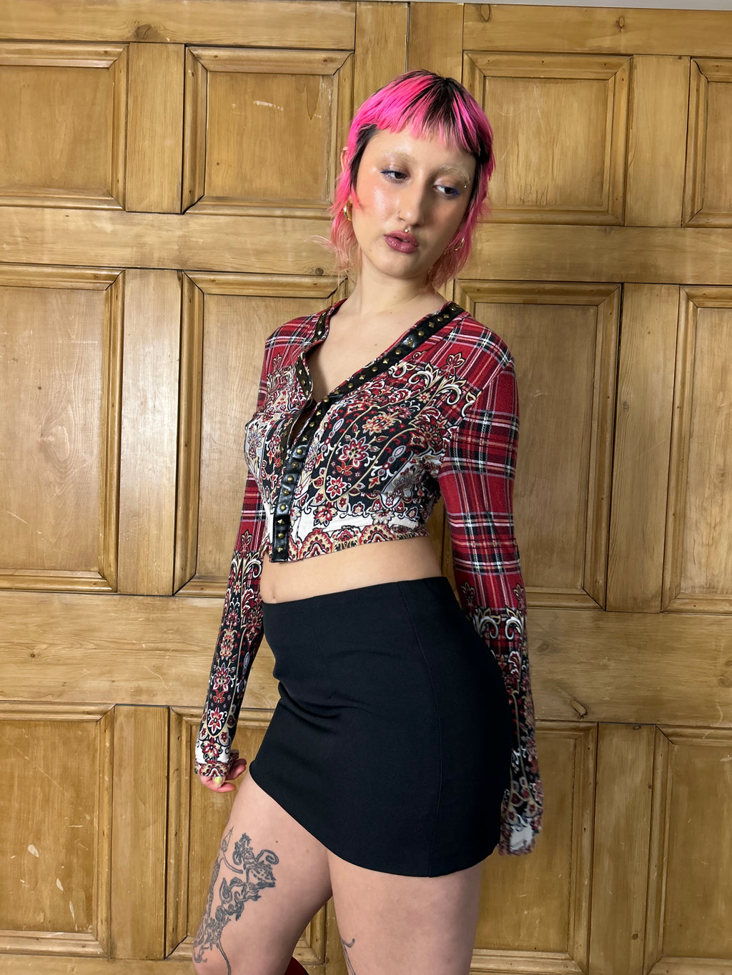 Y2K Tartan Long Sleeve Top