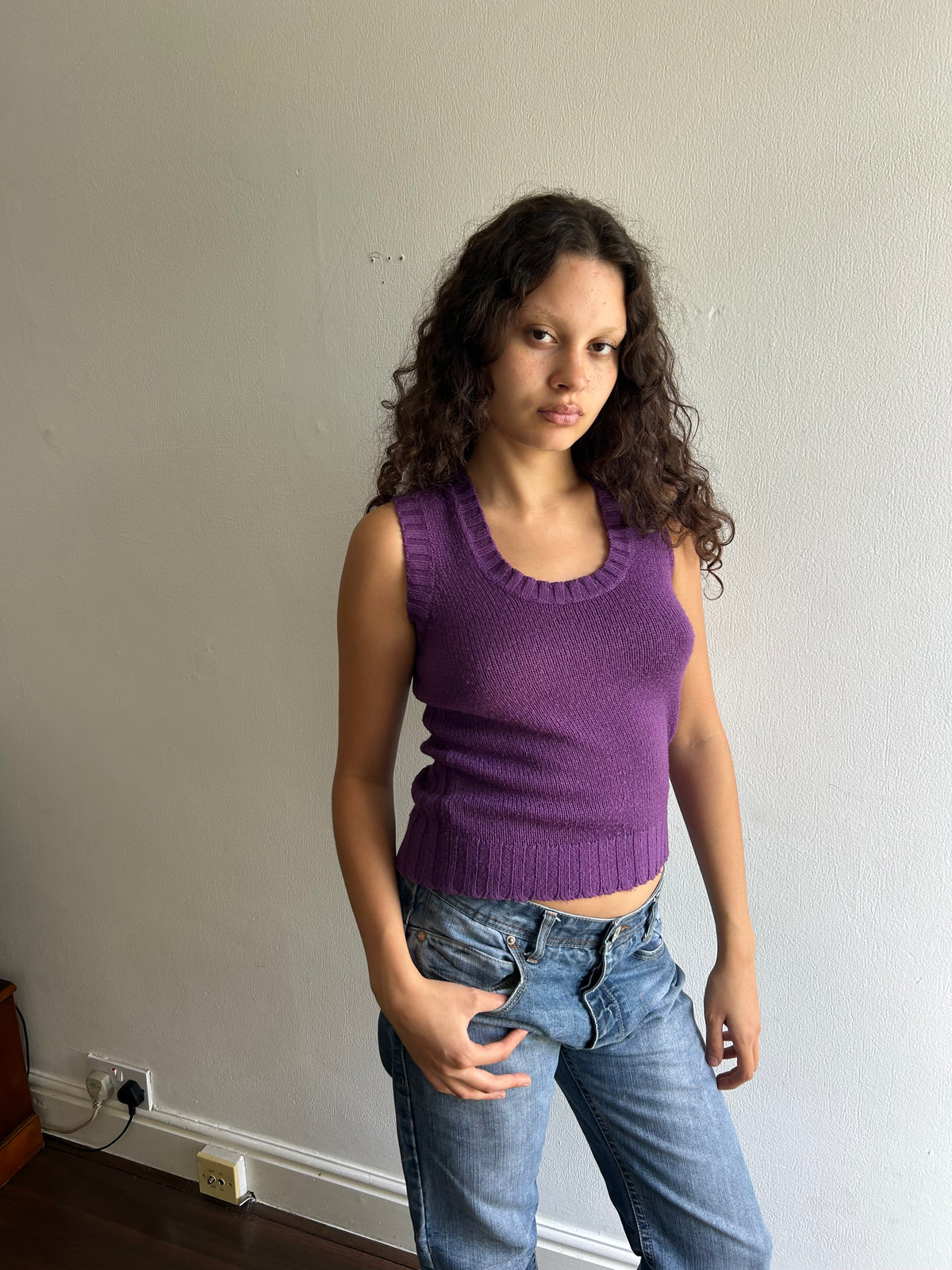 Purple Knit Sweater Vest