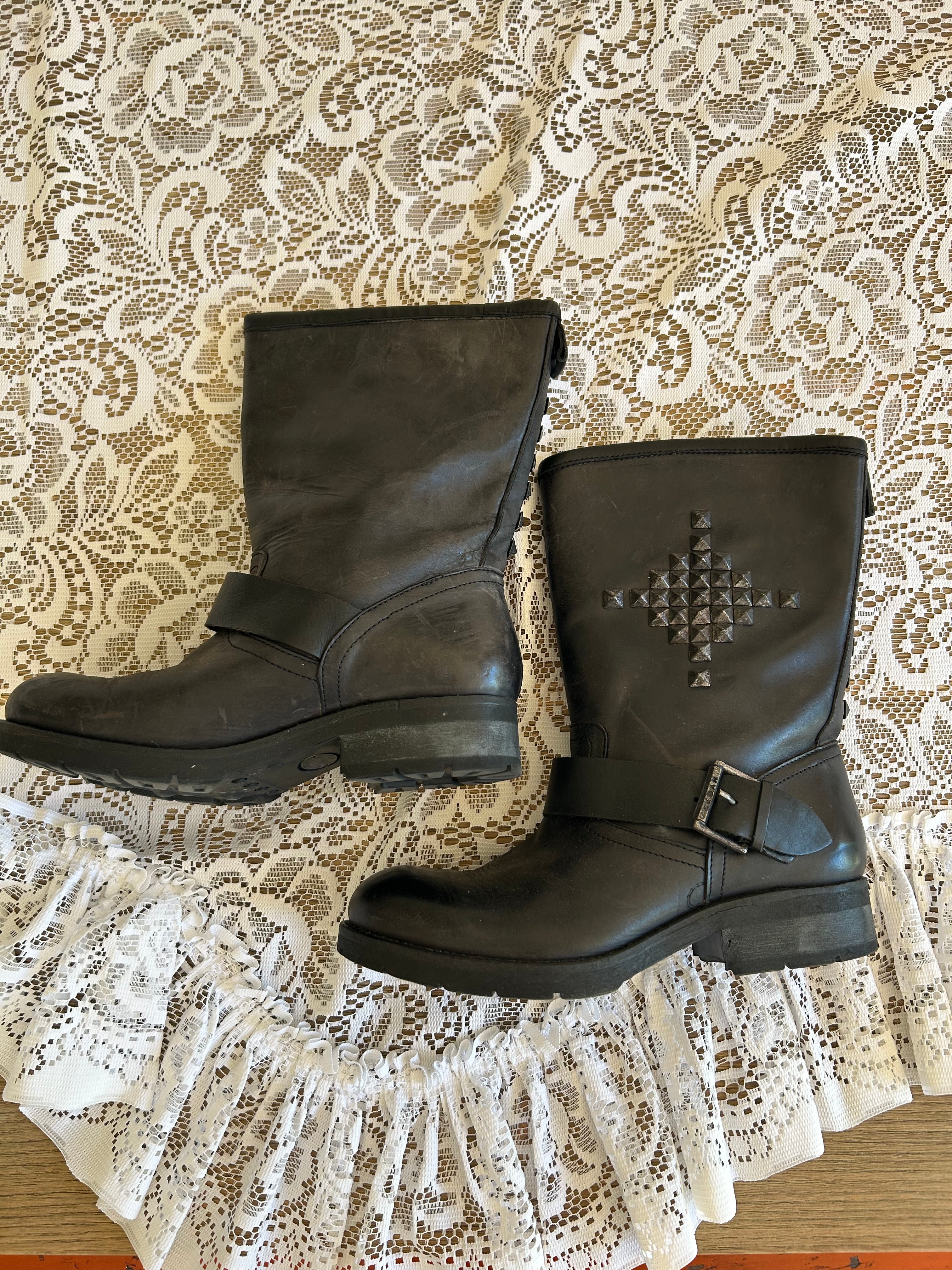 Vintage Black Leather Boots