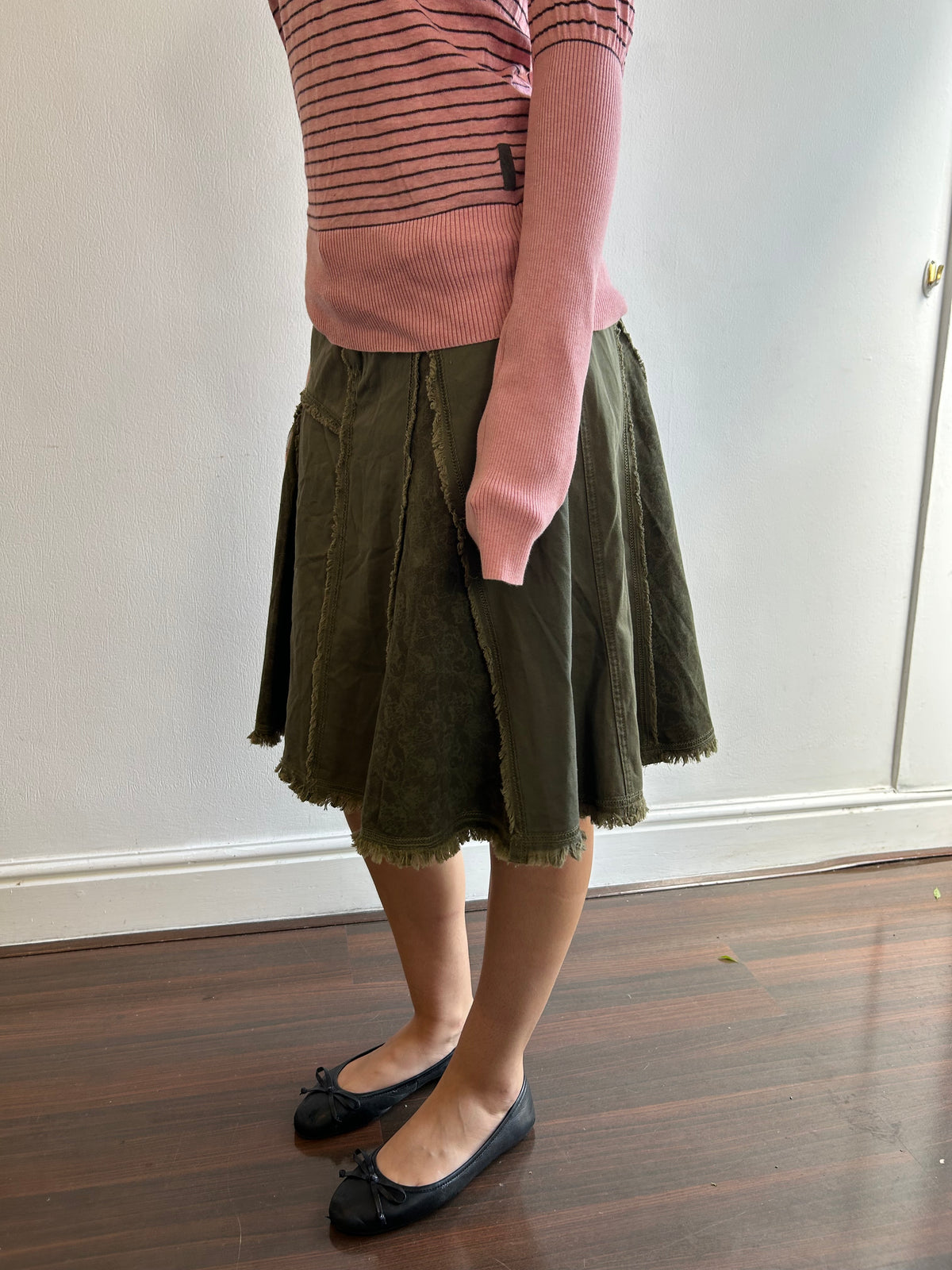 Green Floral Cargo Skirt