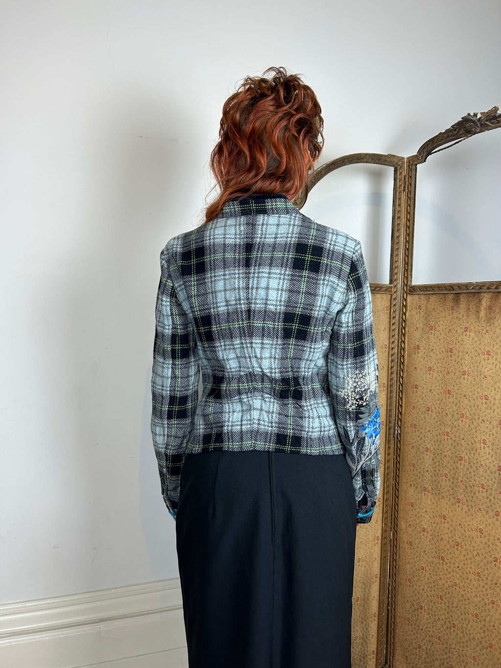 Marithe Francois girbaud blue tartan jacket