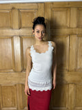 Cream ribbed lace tank top