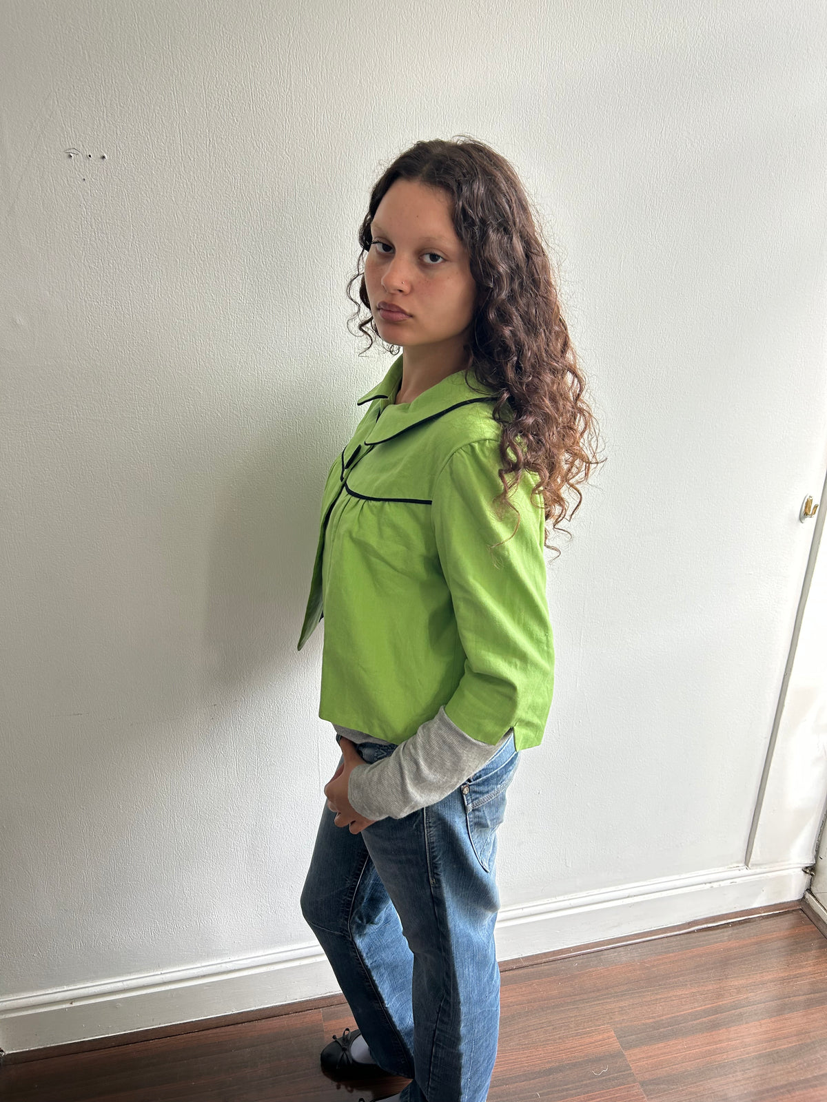 Lime Green Cropped Peacoat