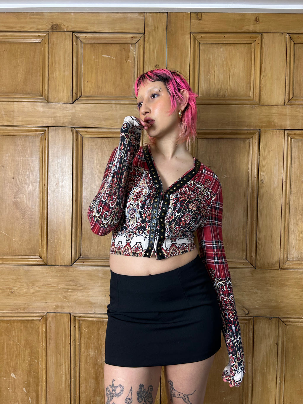 Y2K Tartan Long Sleeve Top