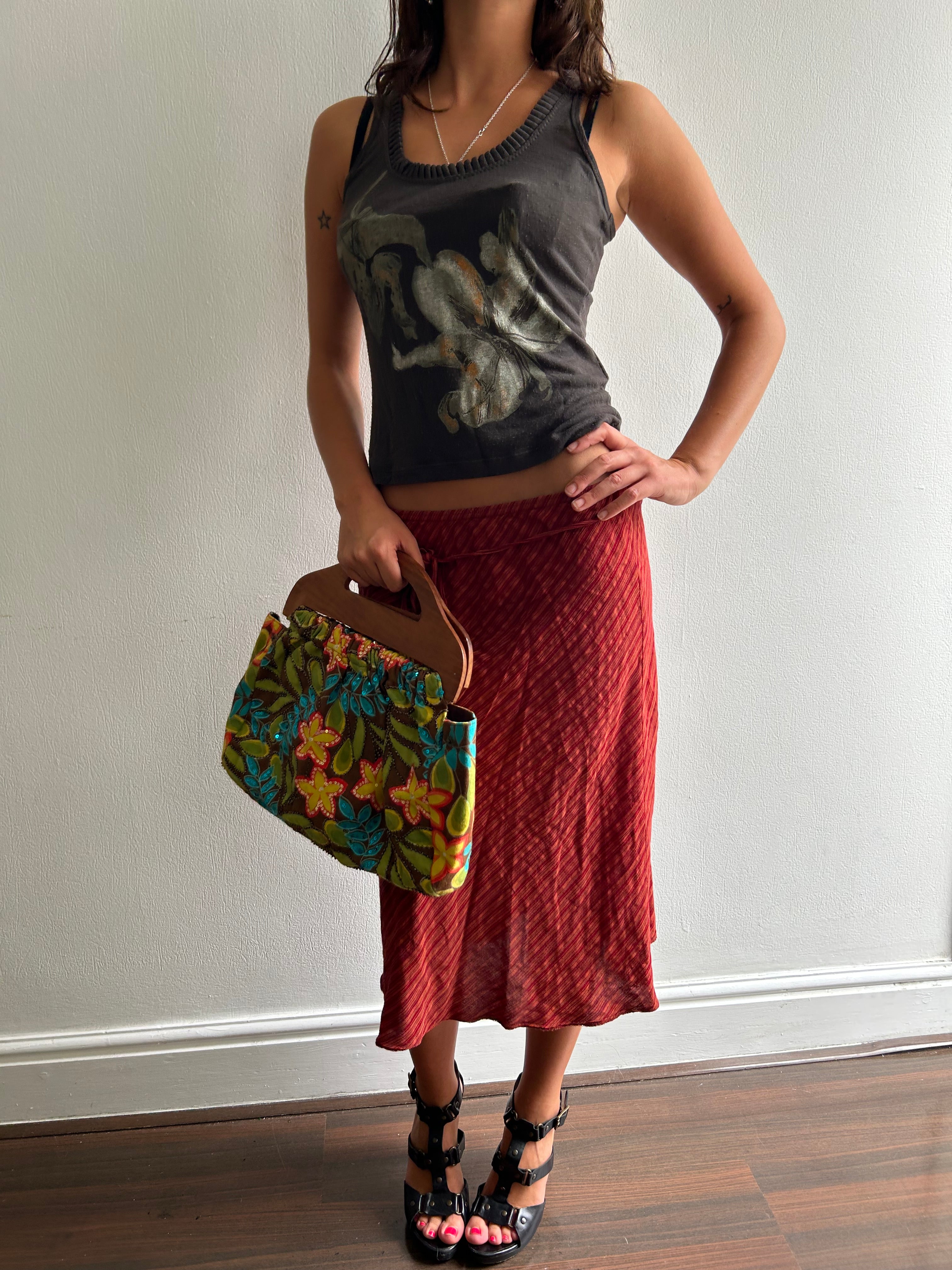 Vintage Red Stripe Skirt