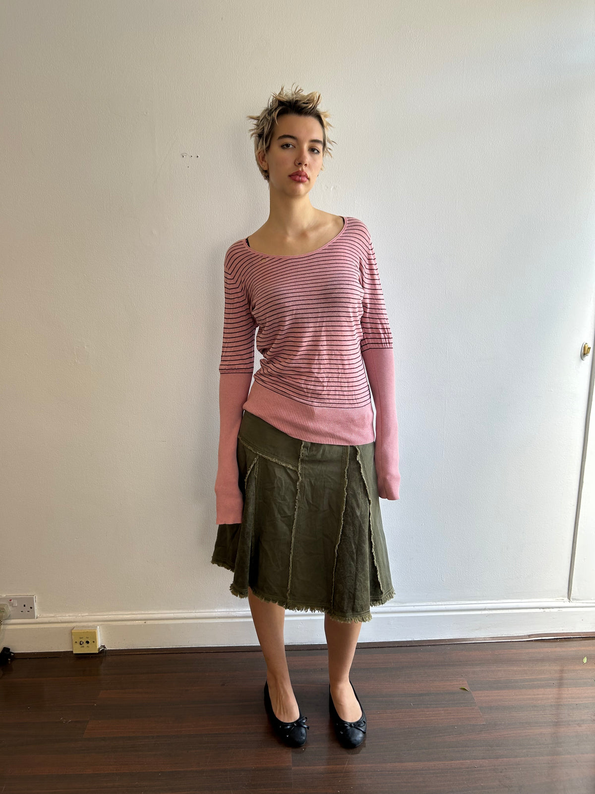 Green Floral Cargo Skirt