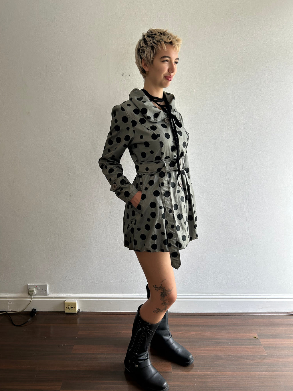 Polka dot bubble coat