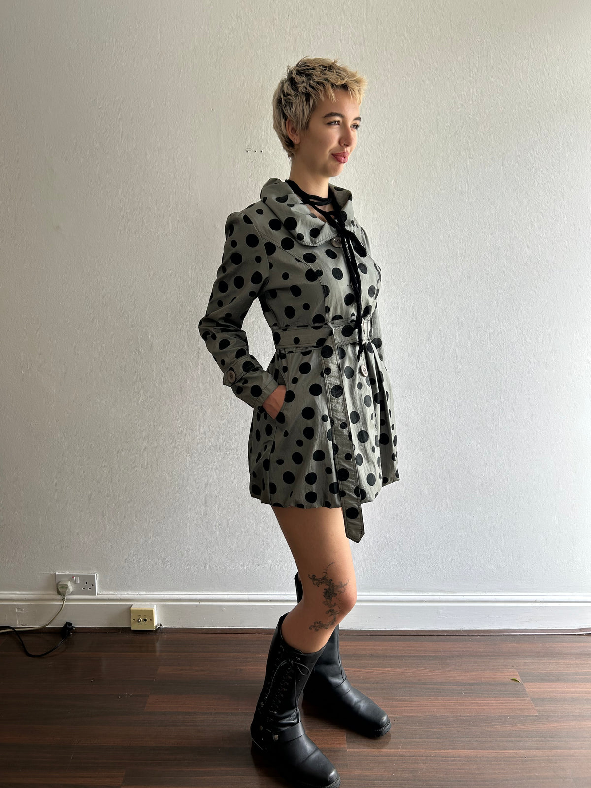 Polka dot bubble coat