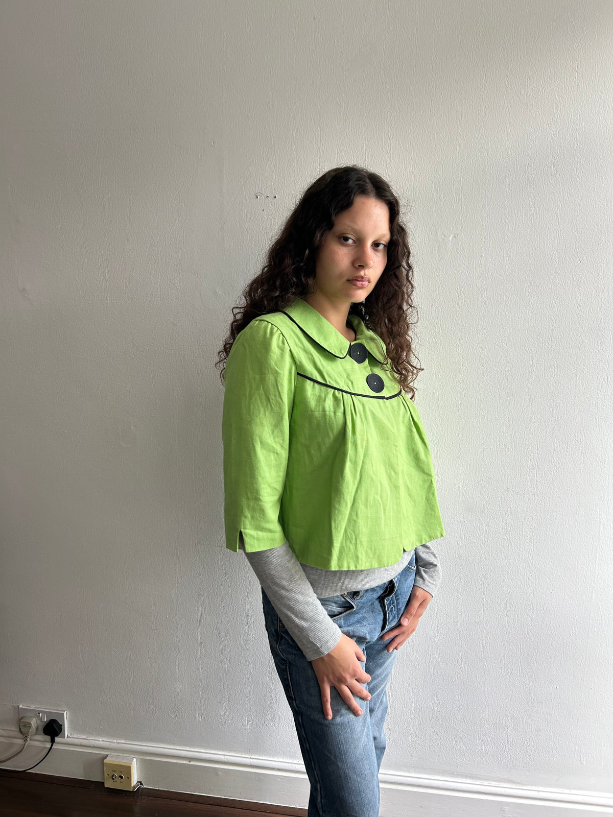 Lime Green Cropped Peacoat