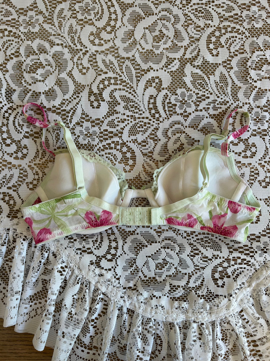 Floral Pink and Green Bra