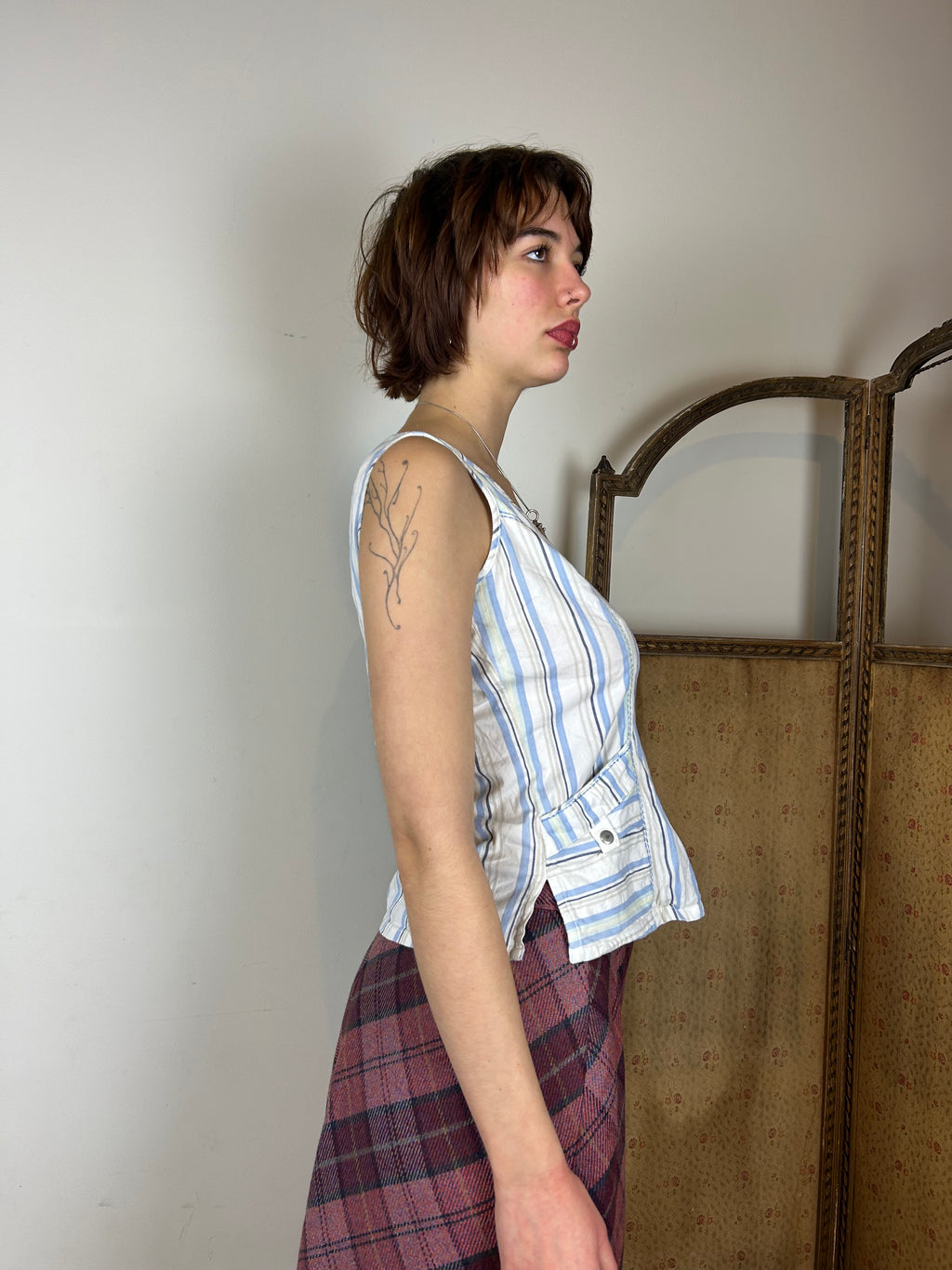 Blue and white stripe top