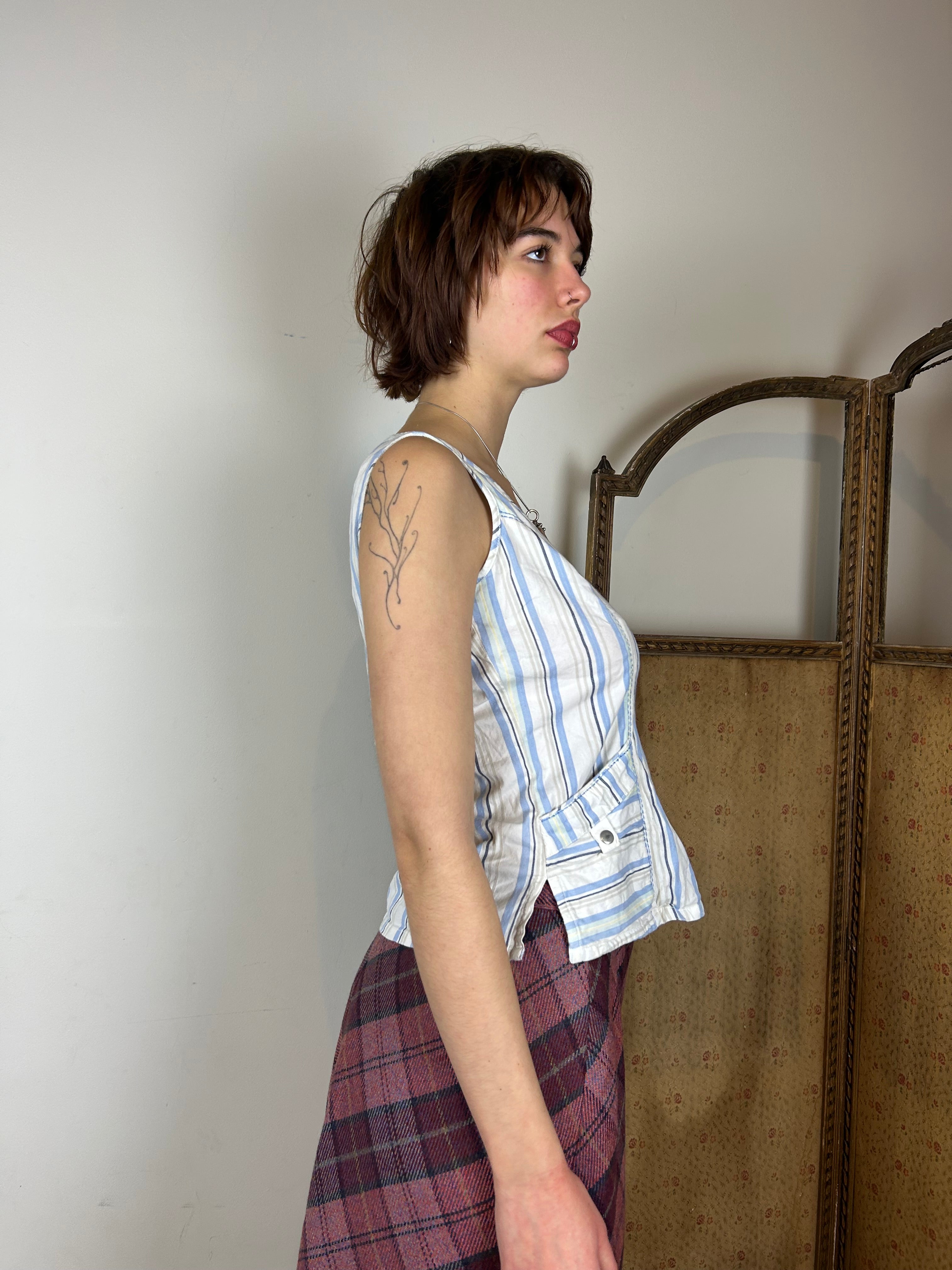 Blue and white stripe top