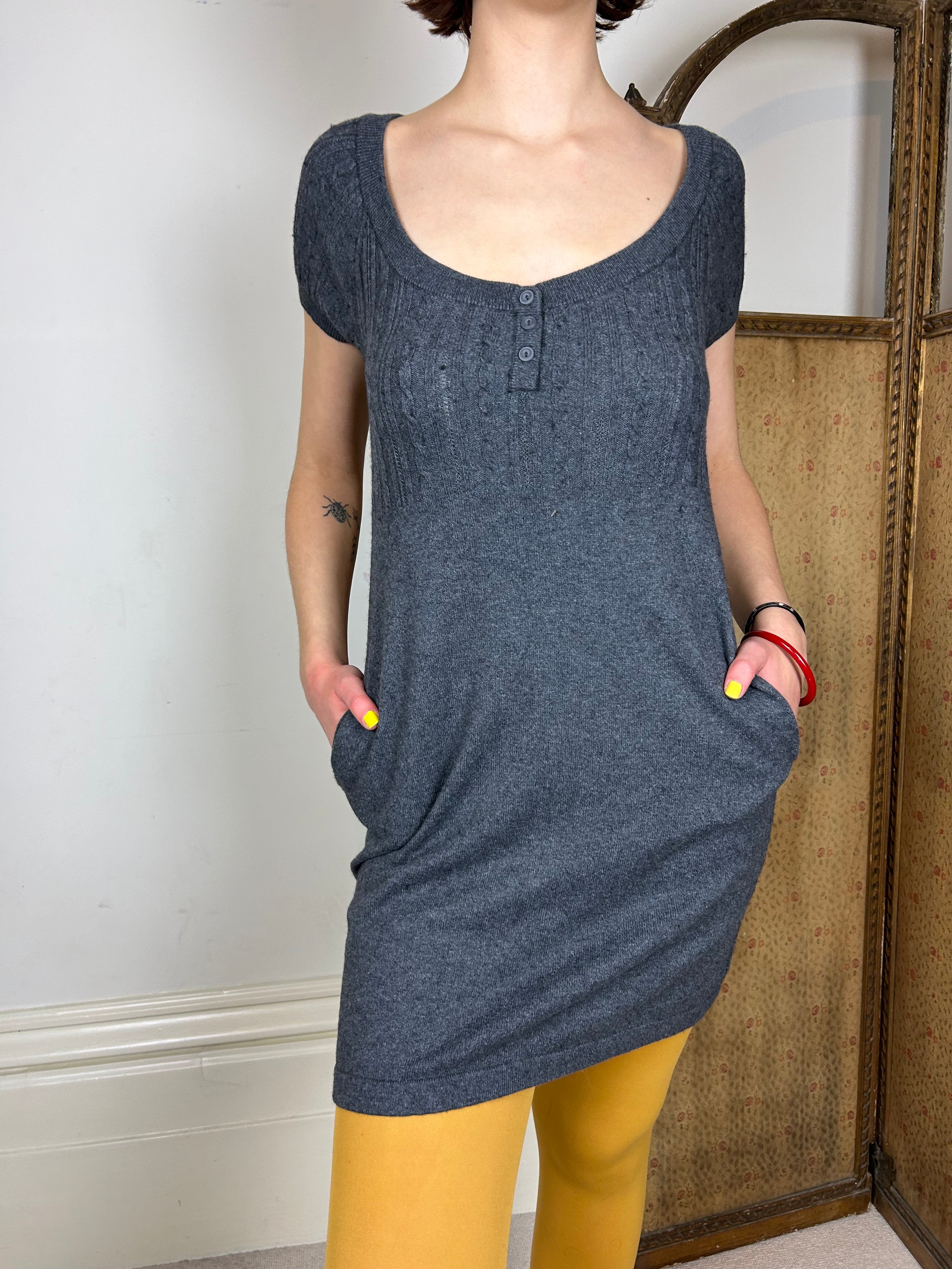 Grey cableknit dress