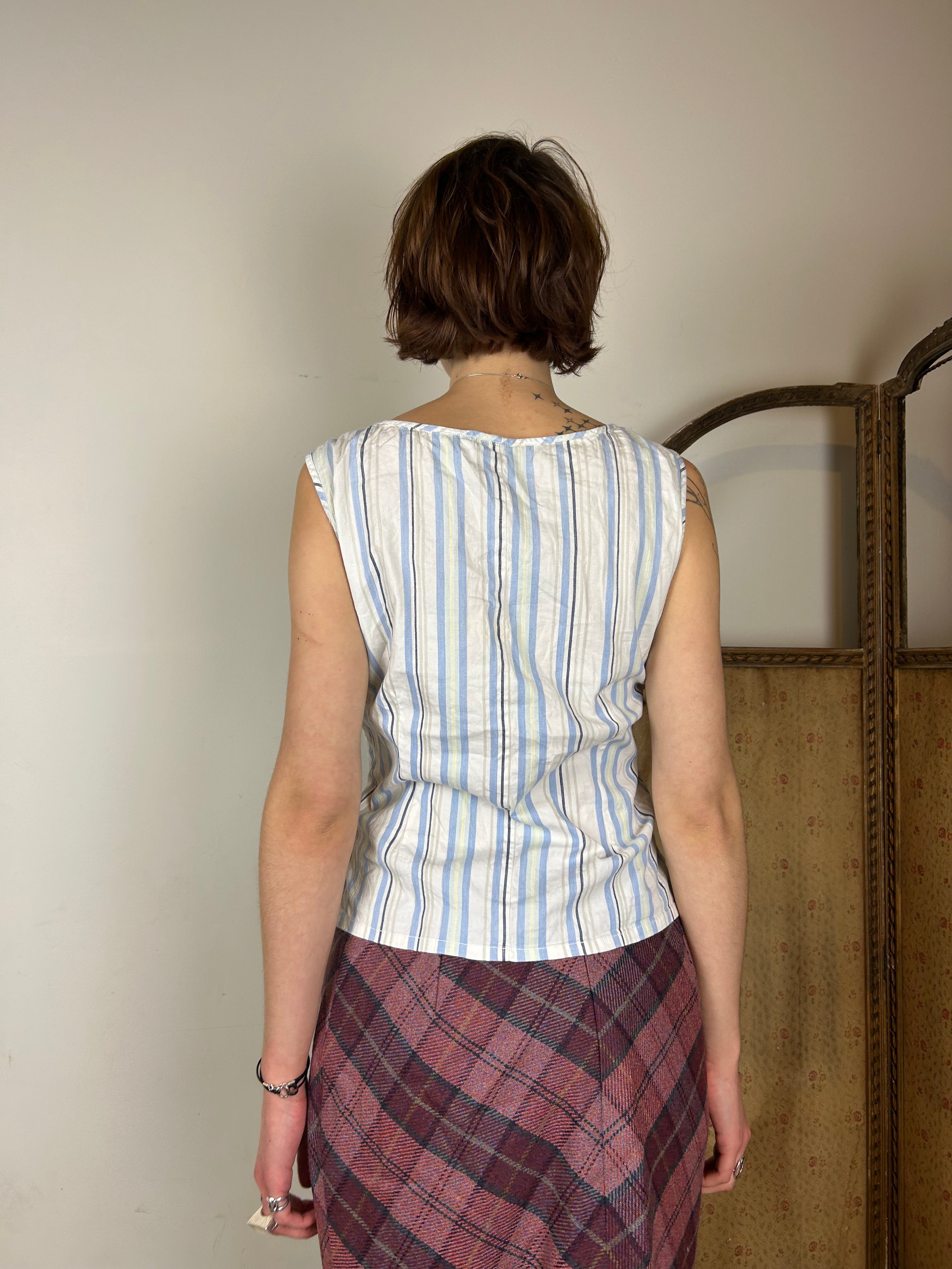 Blue and white stripe top