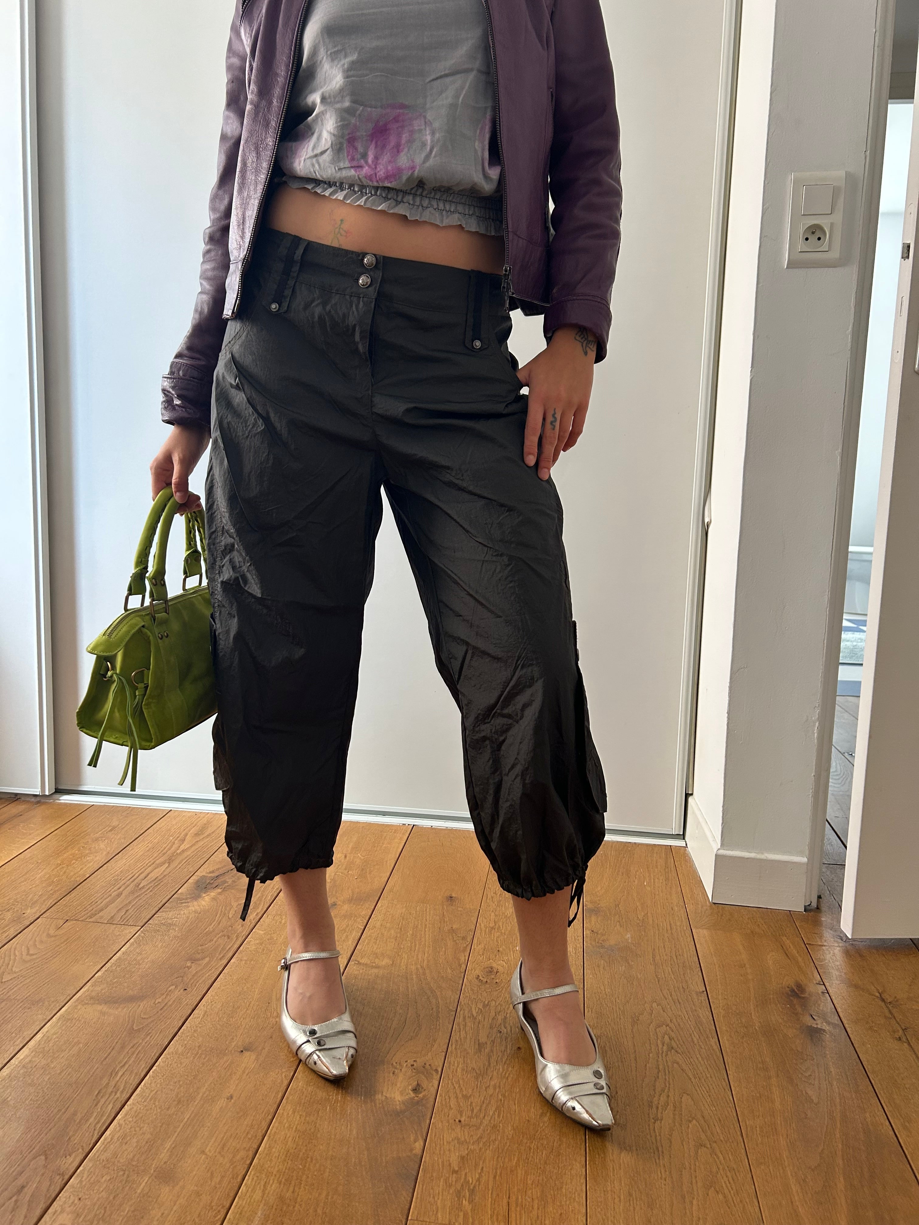 Grey Balloon Cropped Trousers