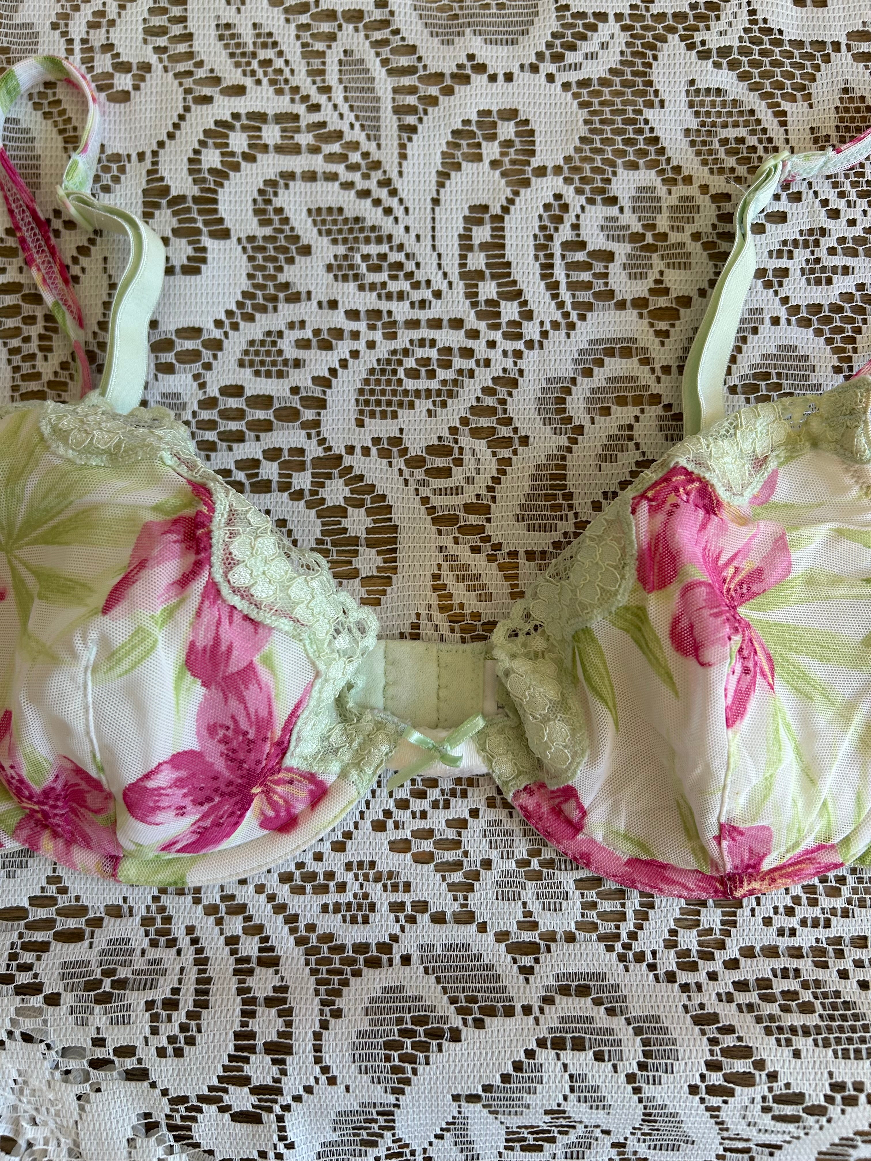 Floral Pink and Green Bra