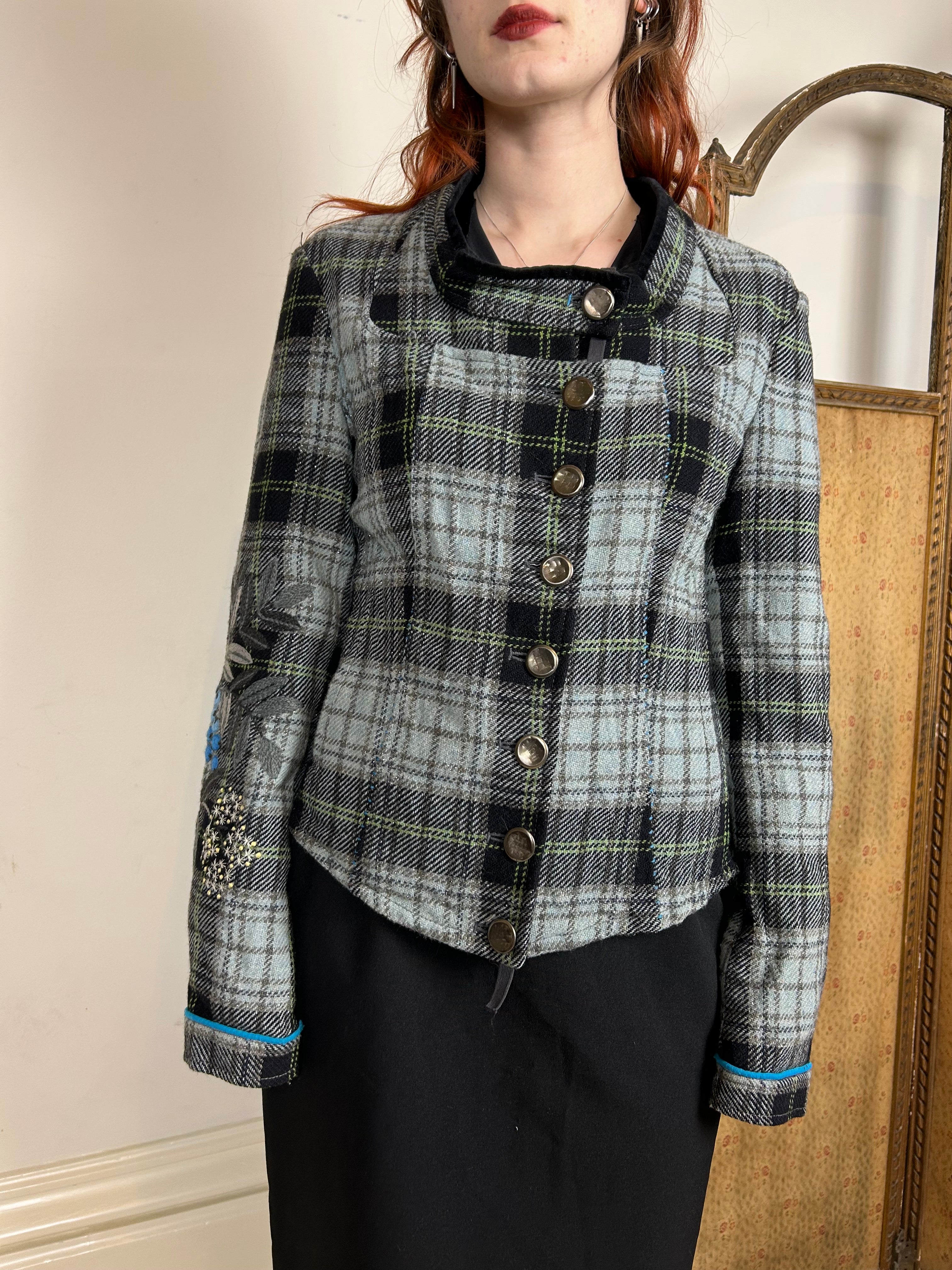 Marithe Francois girbaud blue tartan jacket