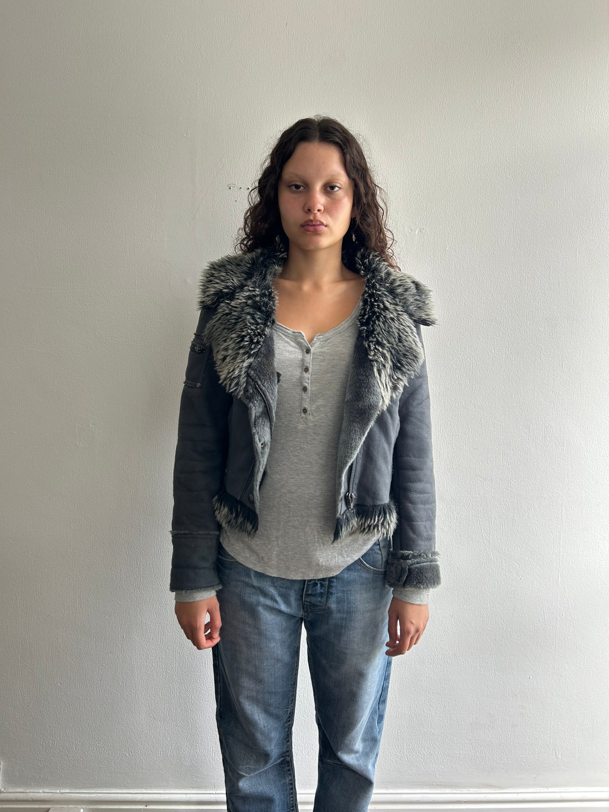Powder Blue Fur Coat