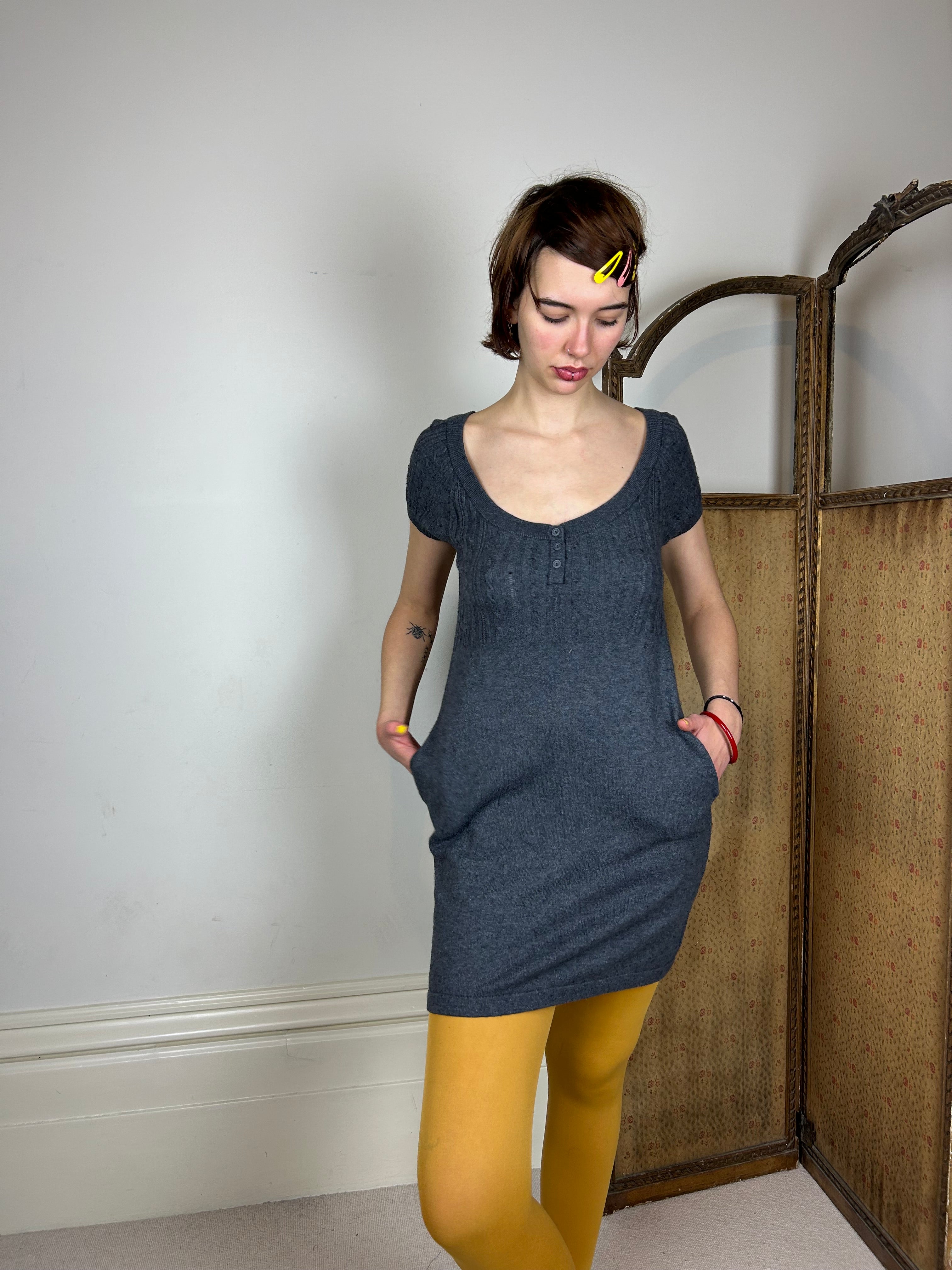 Grey cableknit dress
