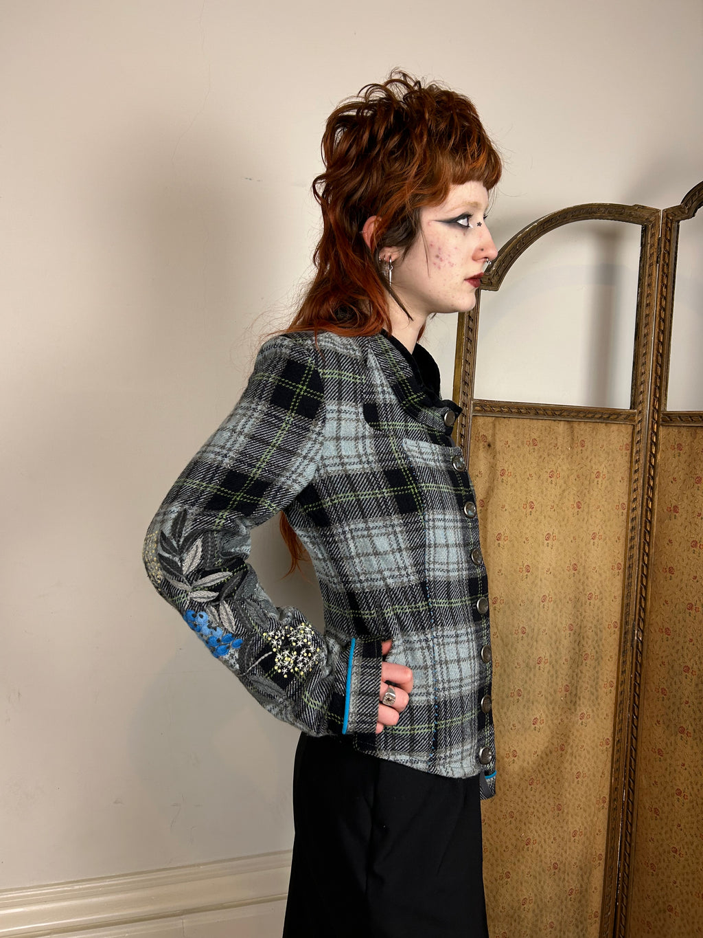 Marithe Francois girbaud blue tartan jacket