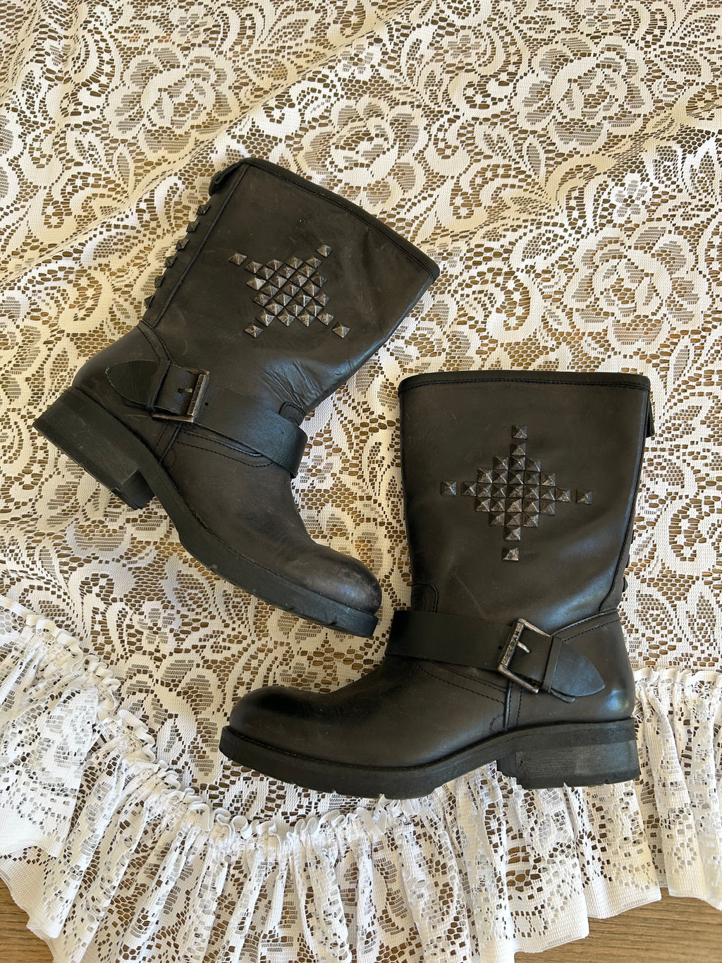 Vintage Black Leather Boots