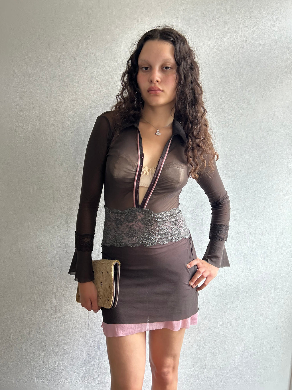 Y2K Layered Mesh Mini Dress