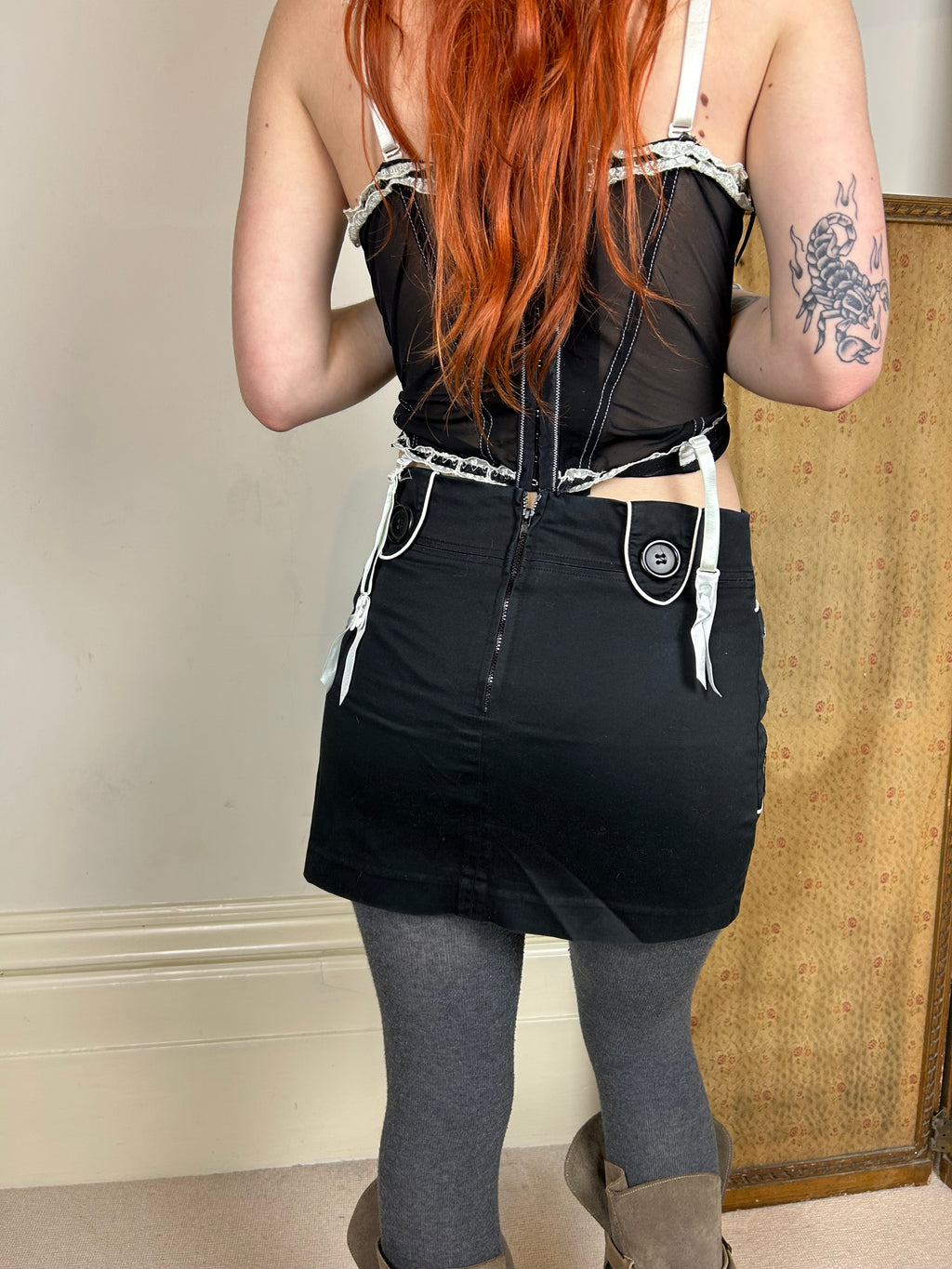 Black and white mini skirt