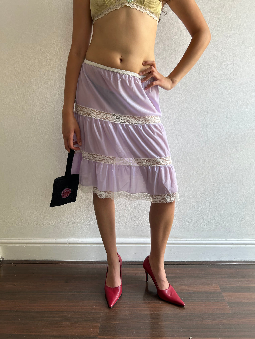 Vintage Lilac Tiered Slip Skirt