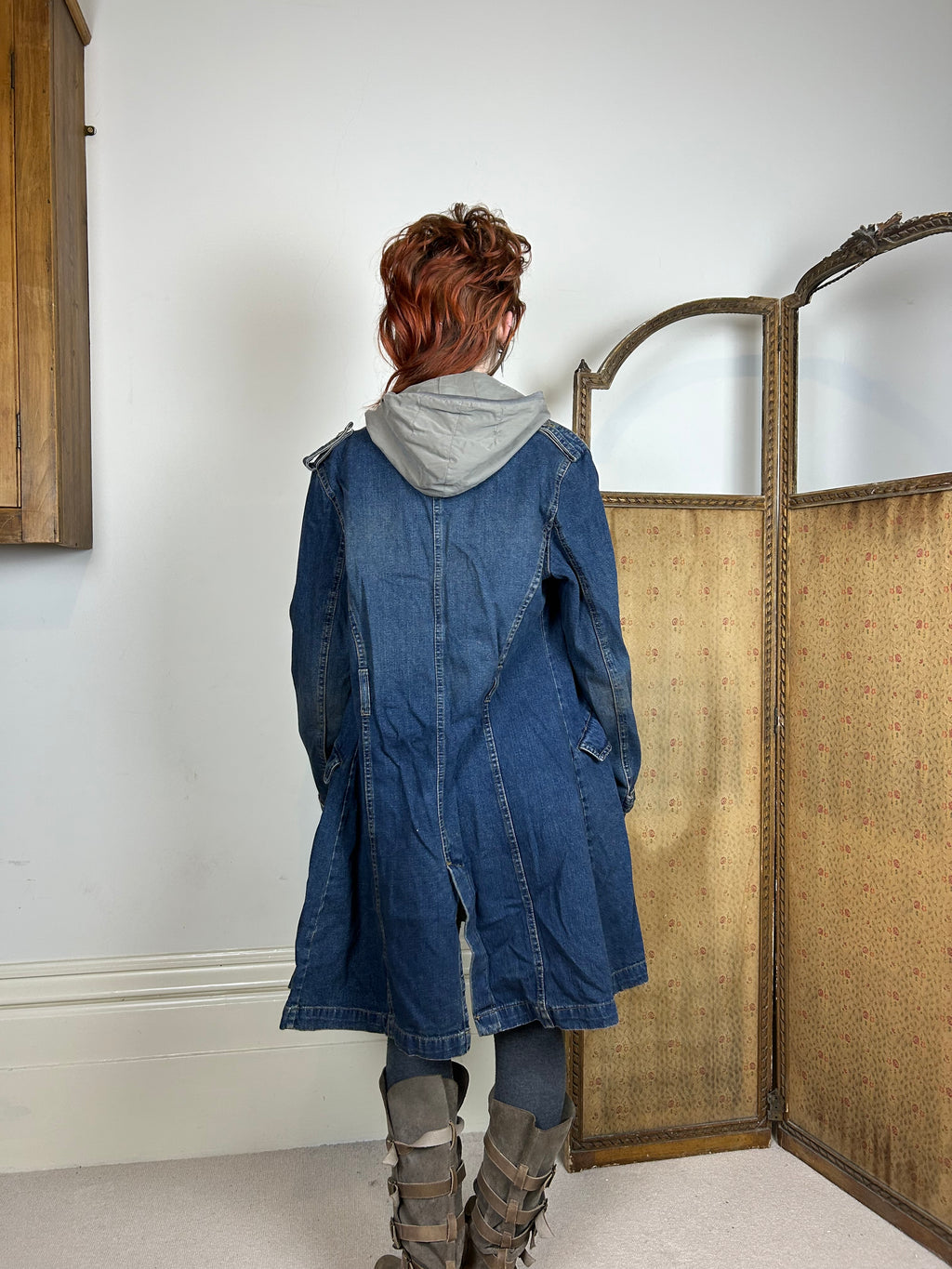 Denim trench coat