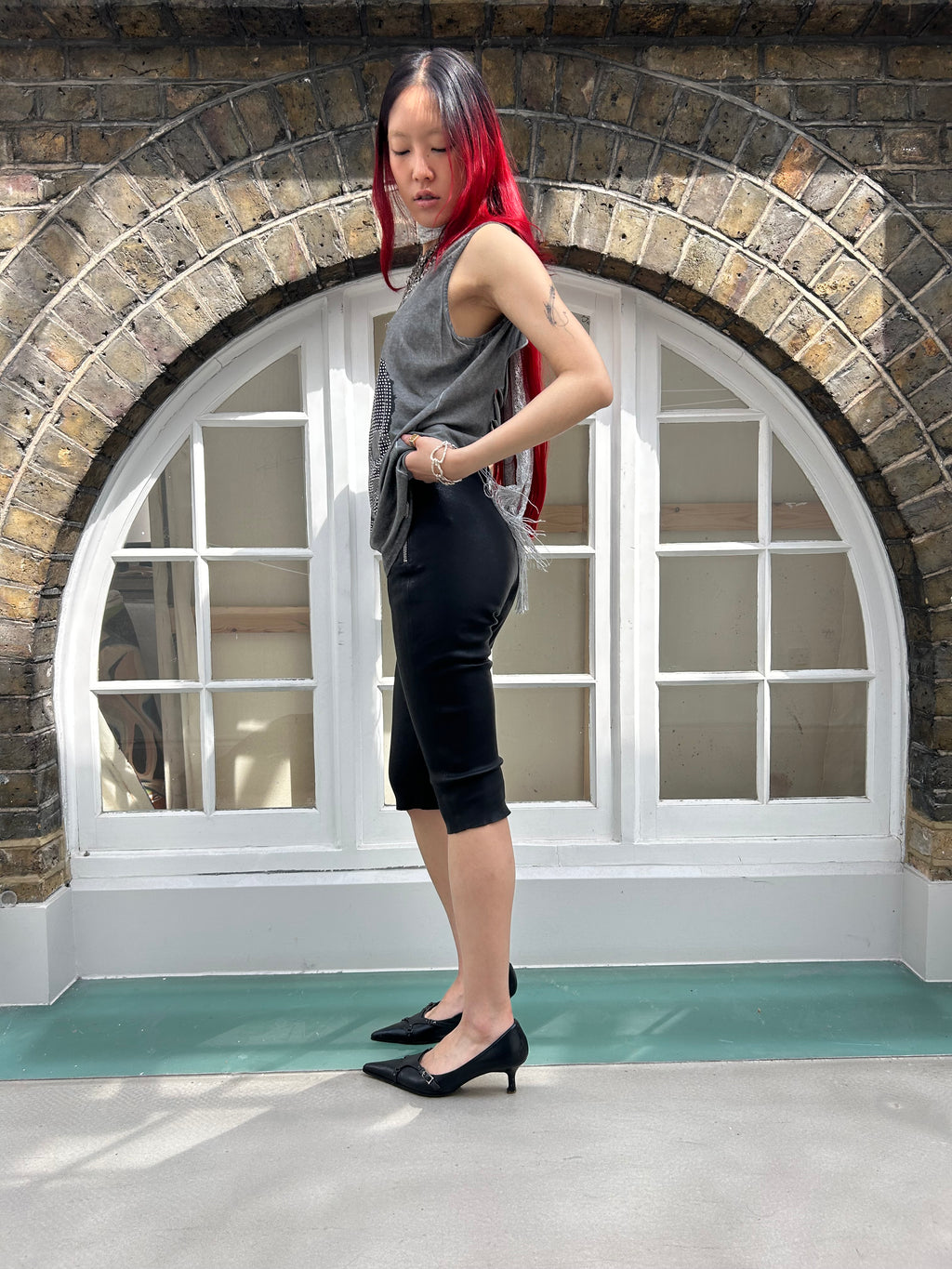 Black Leather 'All Saints' Capris