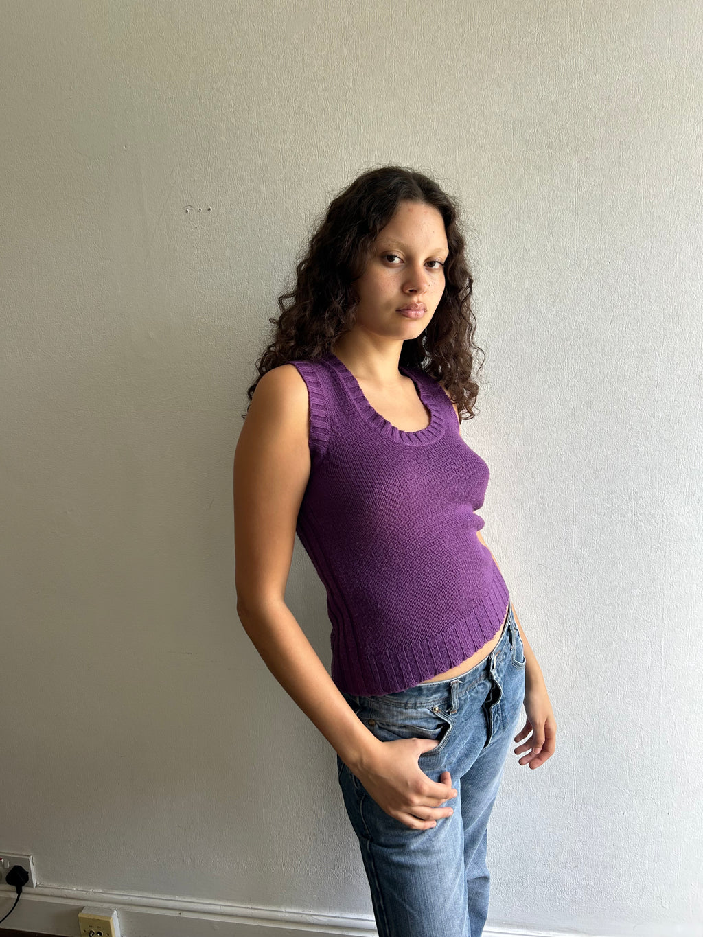 Purple Knit Sweater Vest
