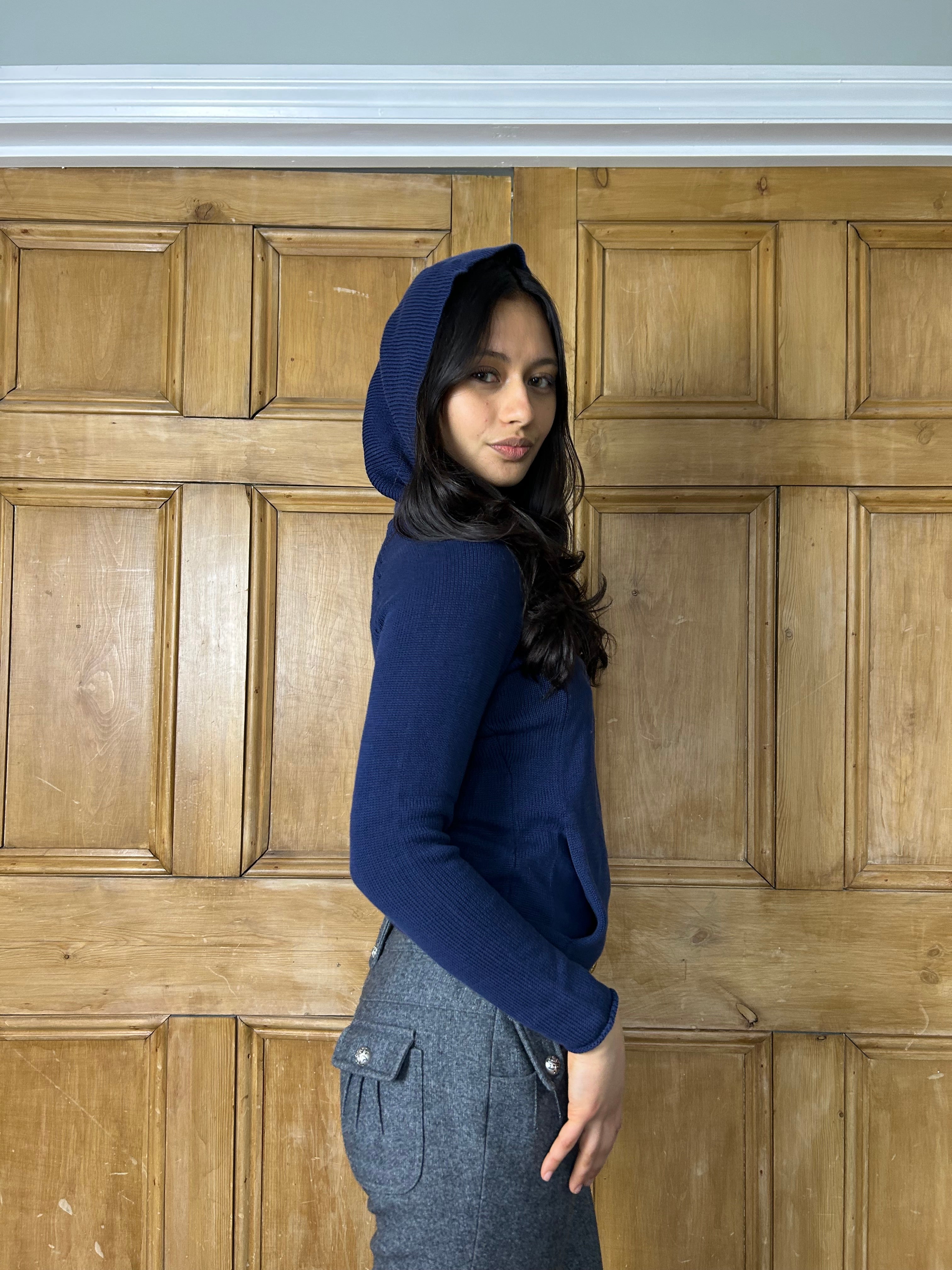 Navy knit hoodie