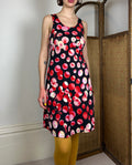 Red and black polka dot dress