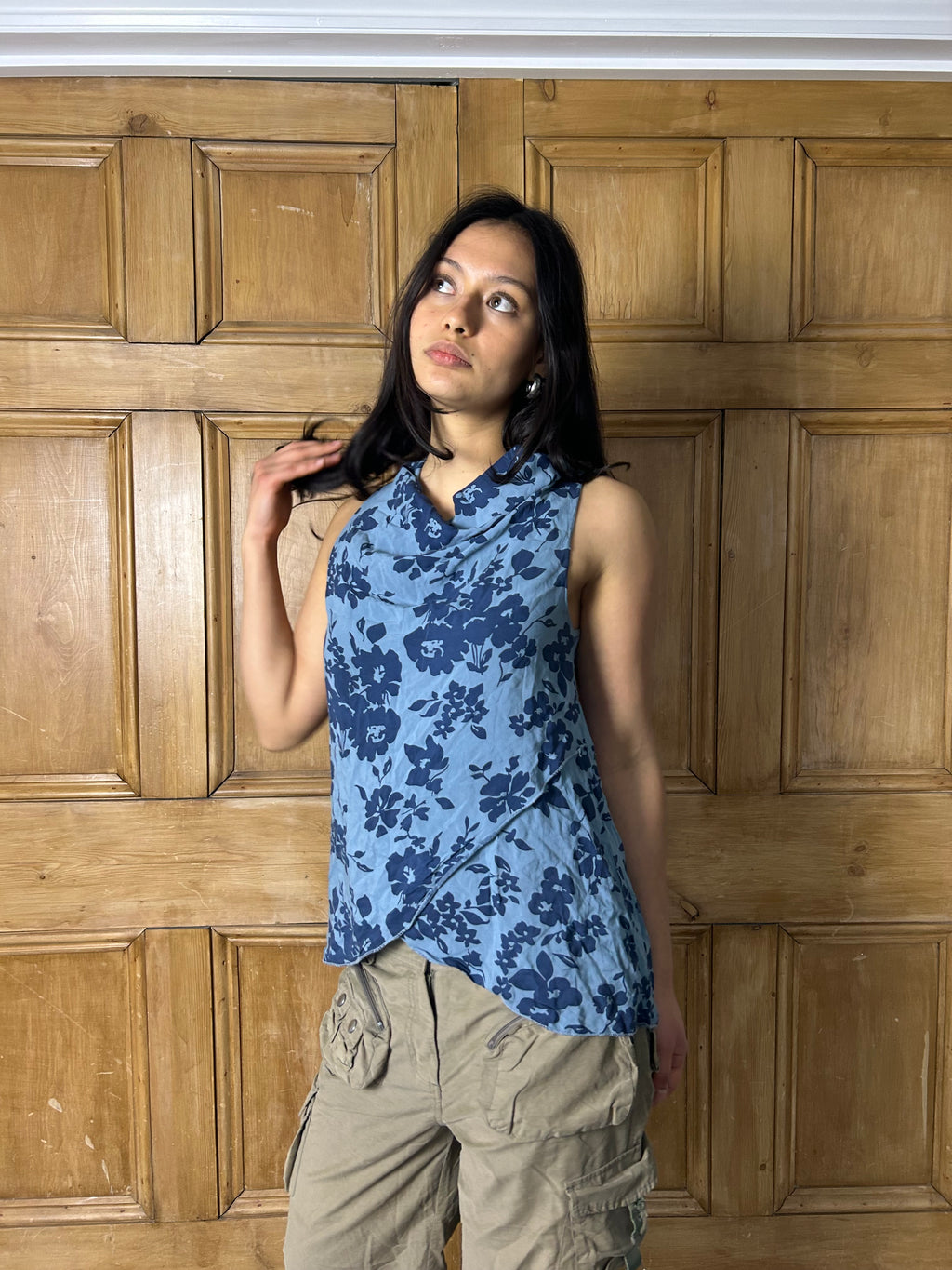 Blue floral vintage top