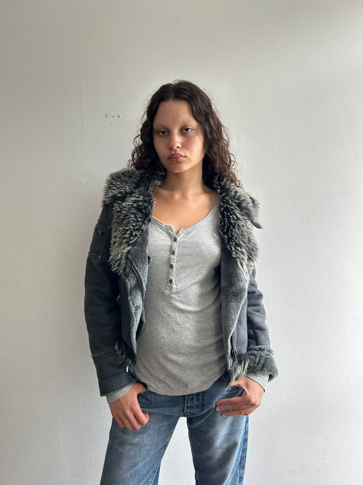 Powder Blue Fur Coat