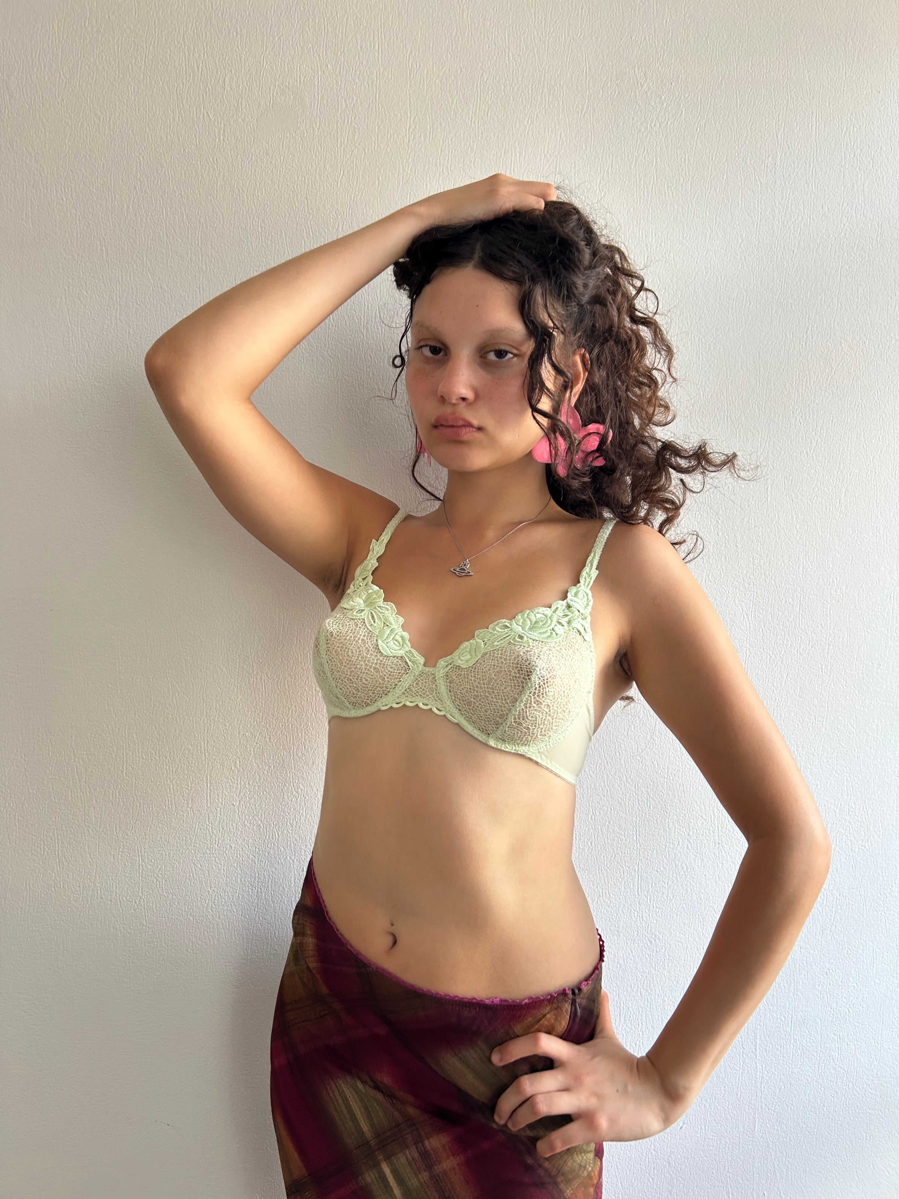 Vintage Mint Green Lace Bra