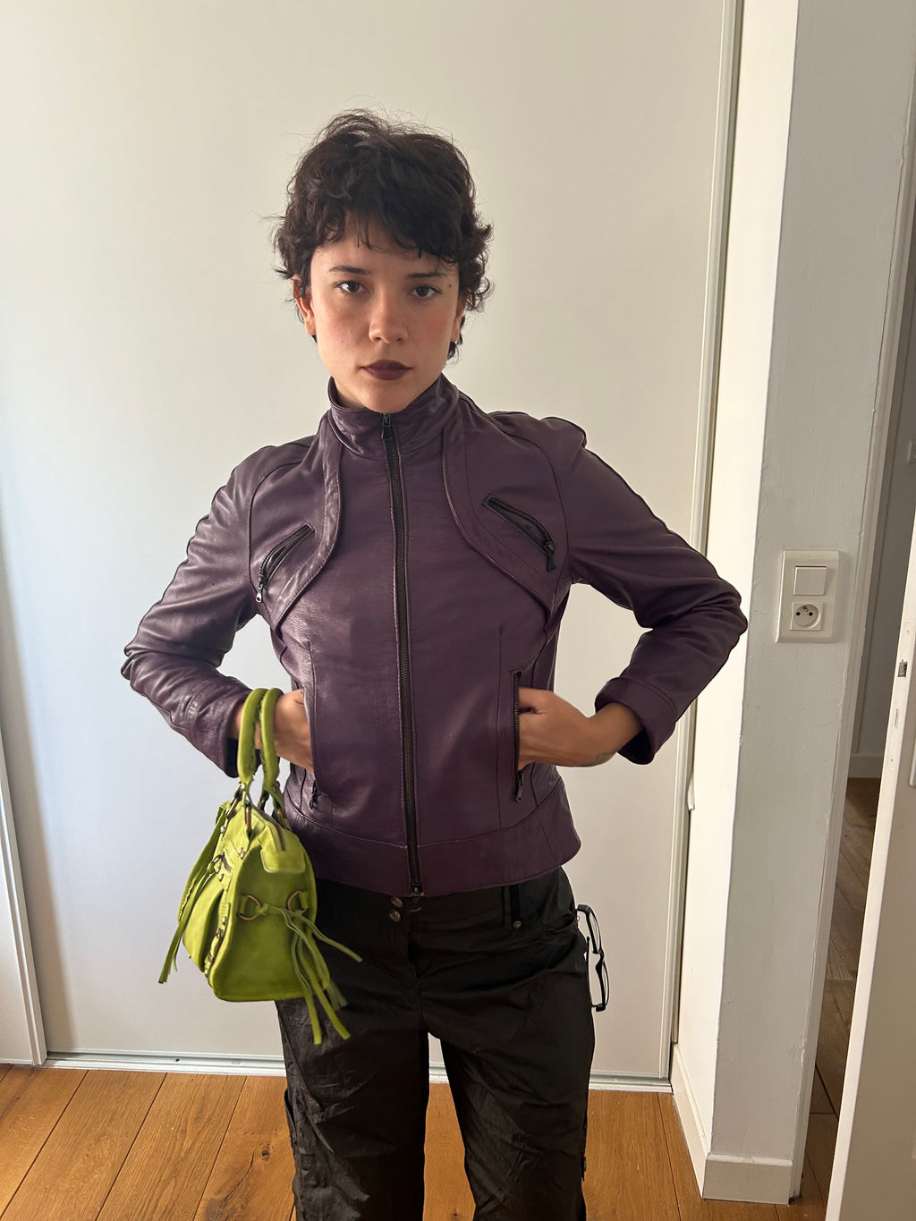 Vintage Purple Leather Jacket