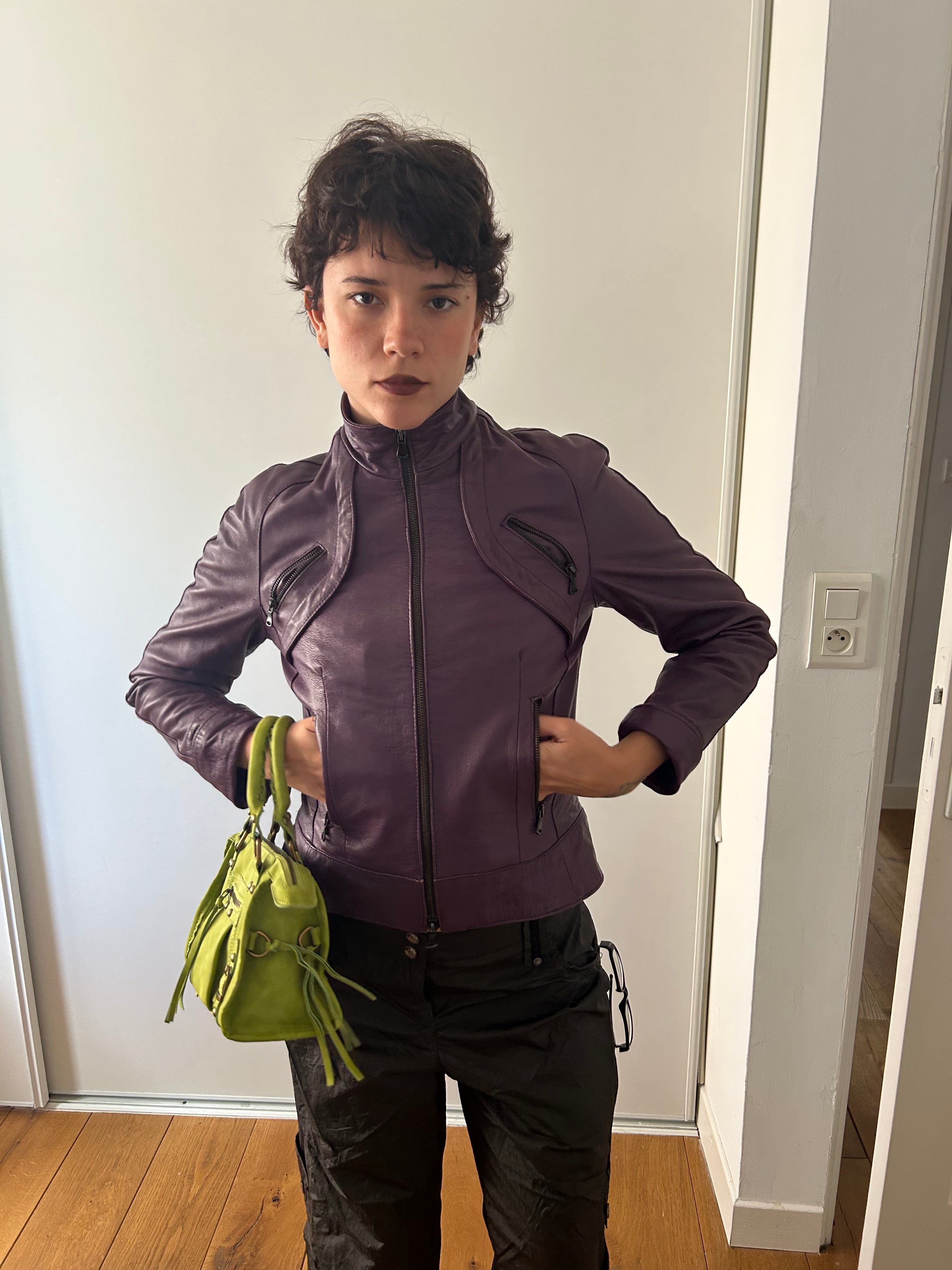 Vintage Purple Leather Jacket