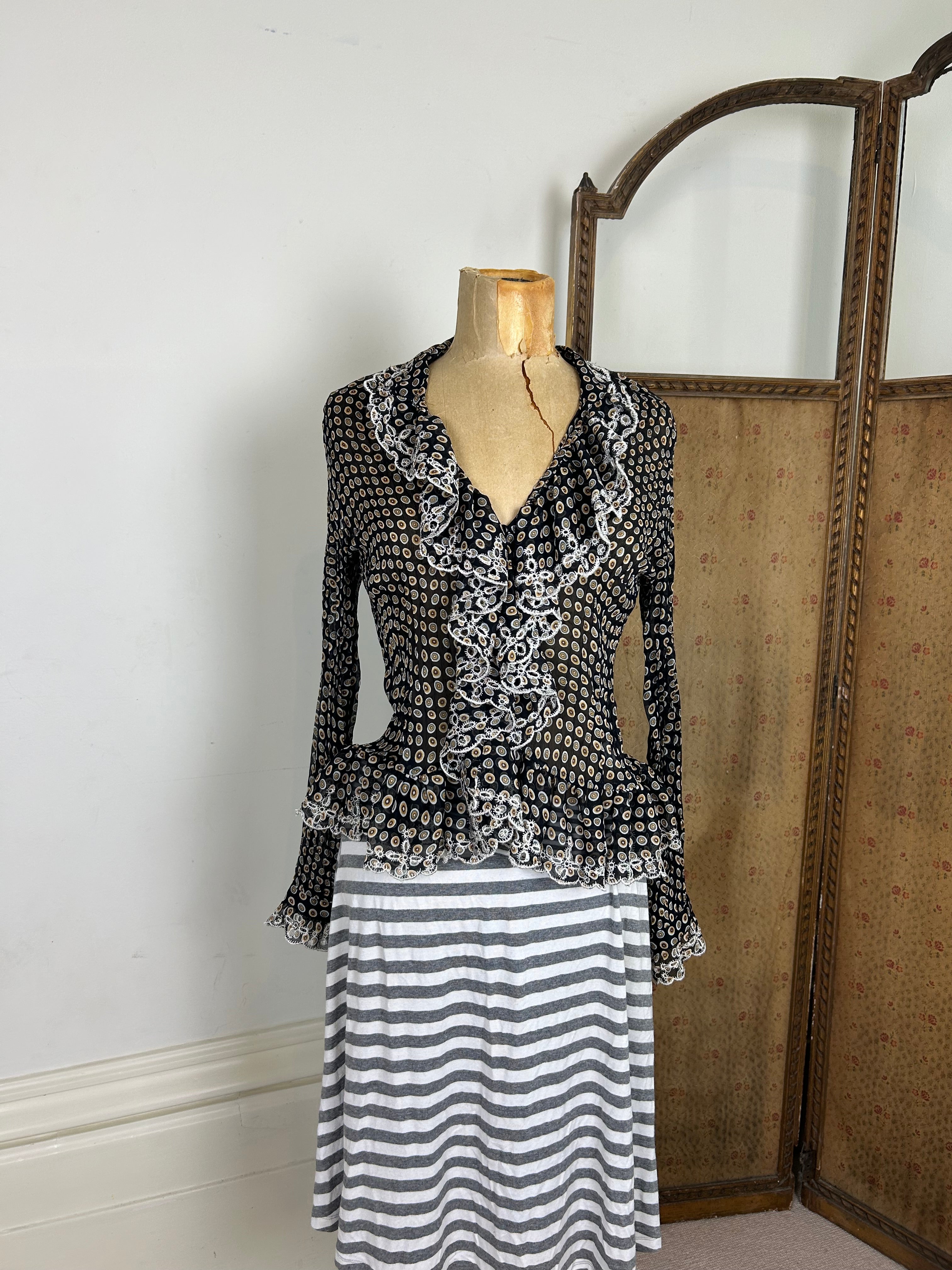 Ruffle sheer cardigan