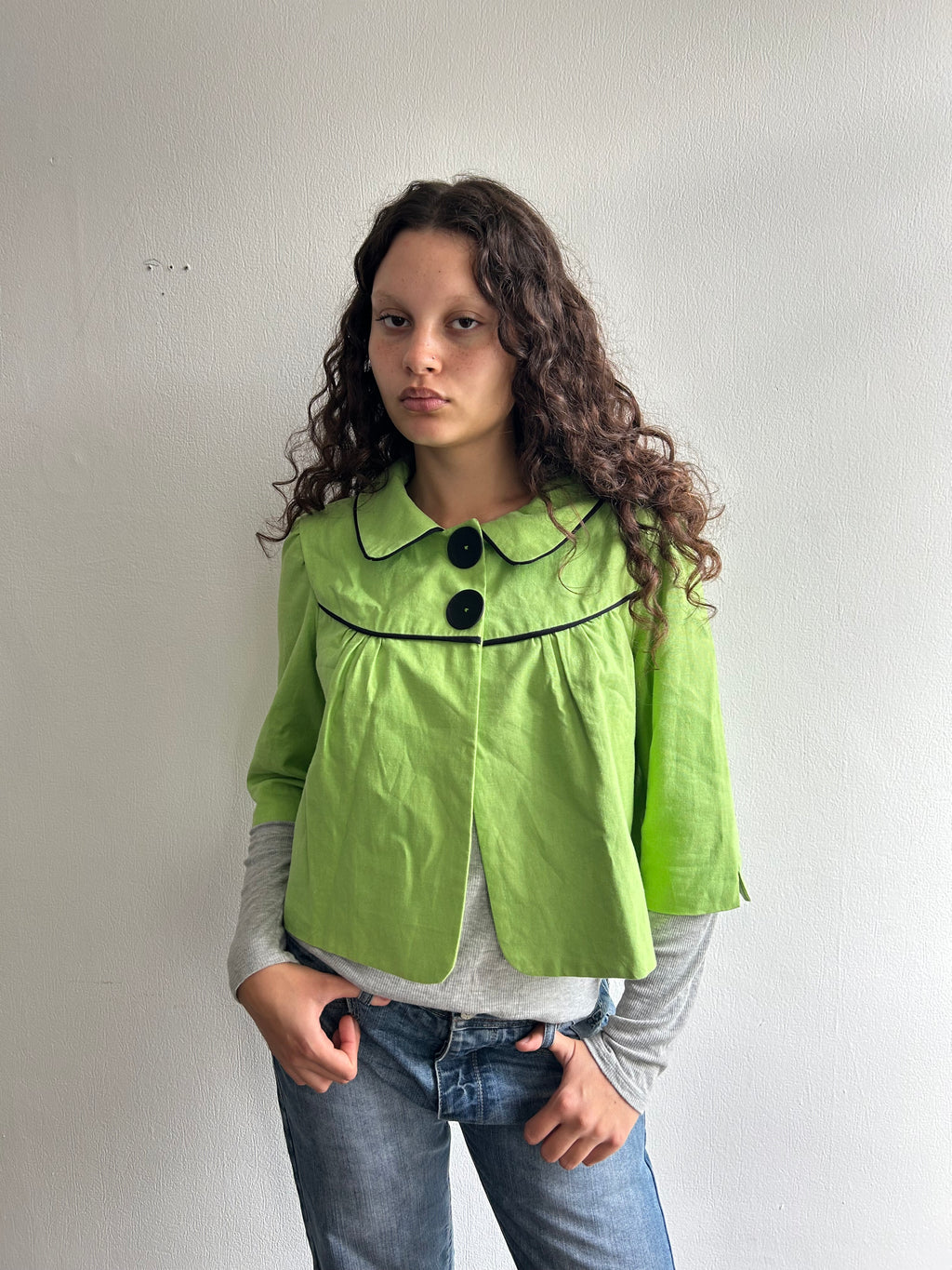 Lime Green Cropped Peacoat