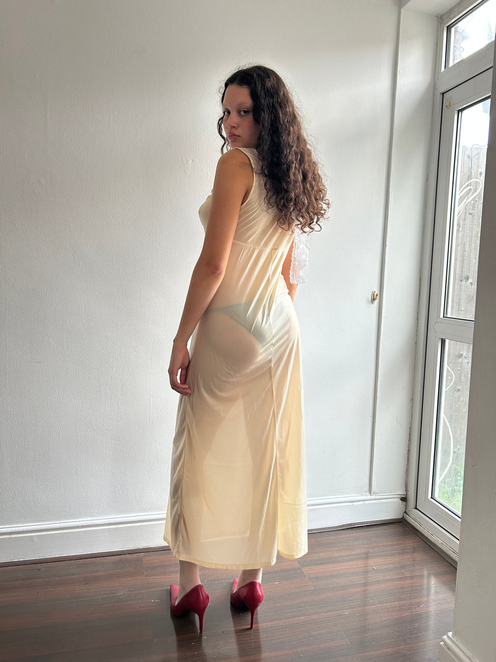 Vintage Cream Lace Maxi Slip Dress