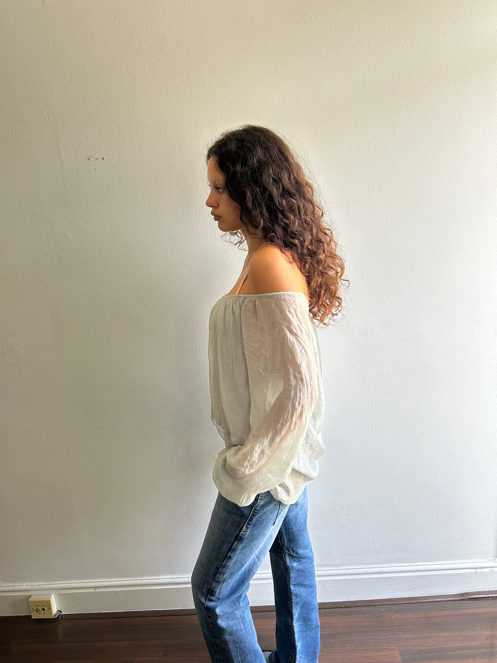 Grey Silk Top