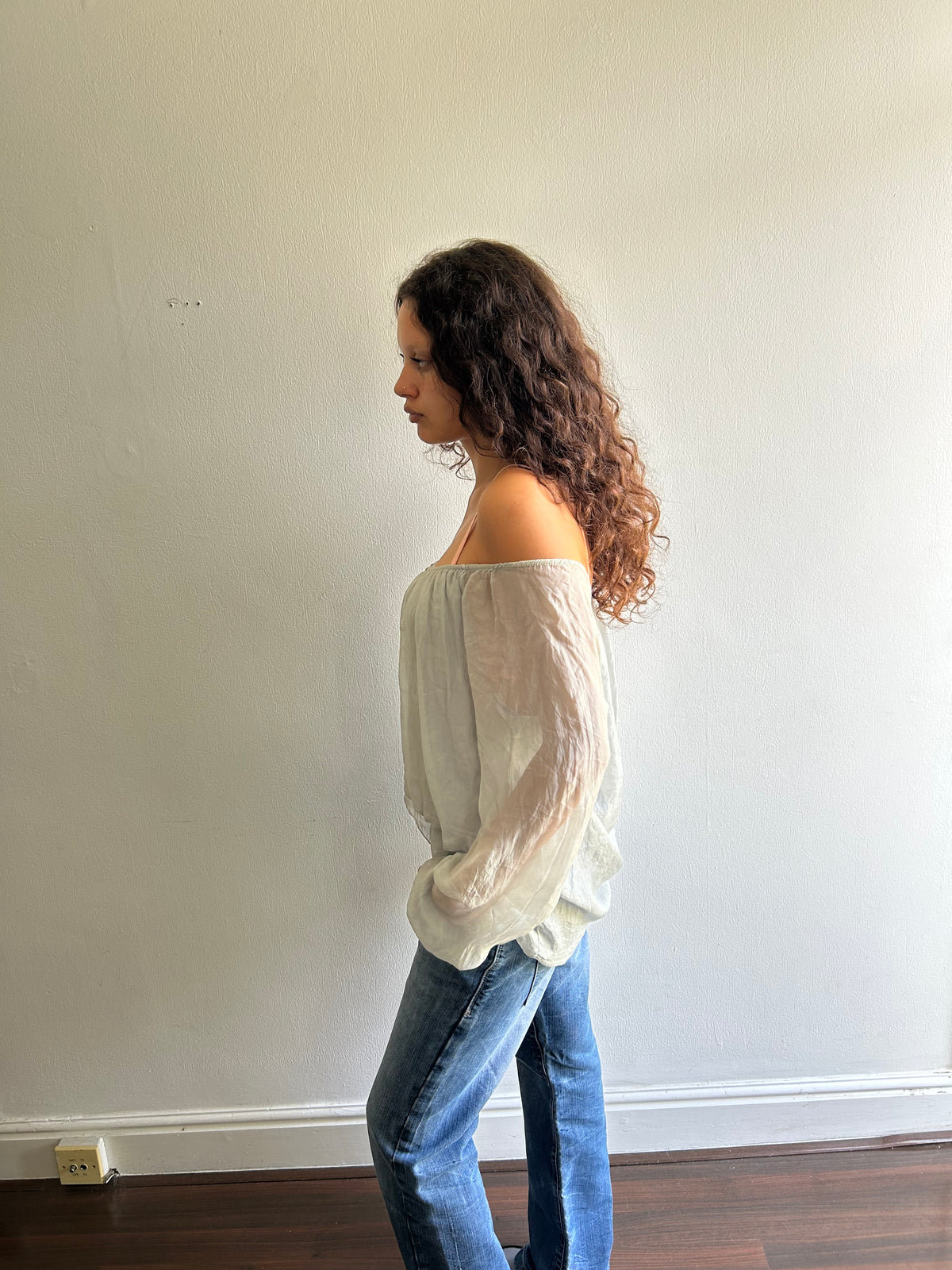 Grey Silk Top