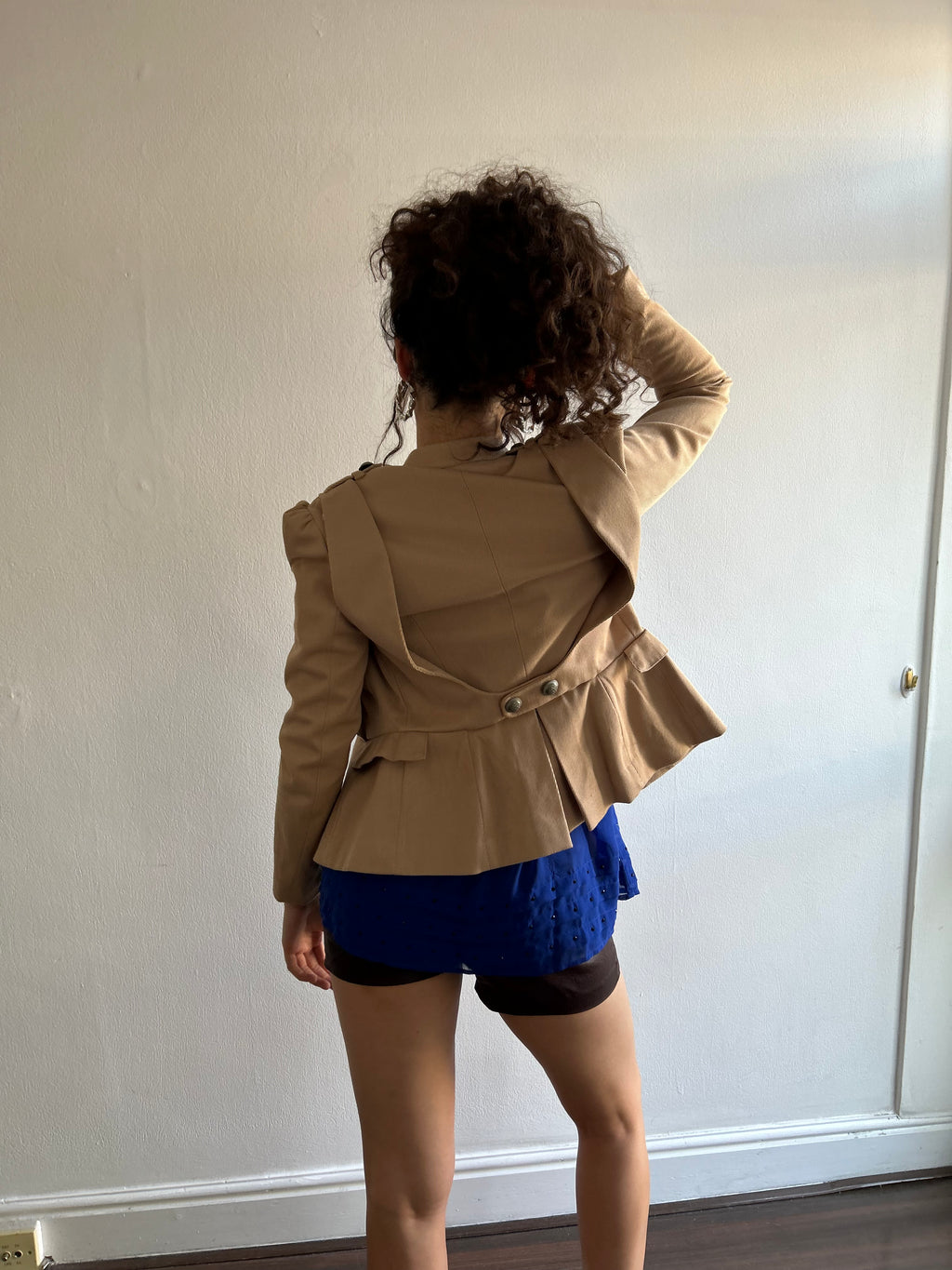 Beige Military Zip up Jacket