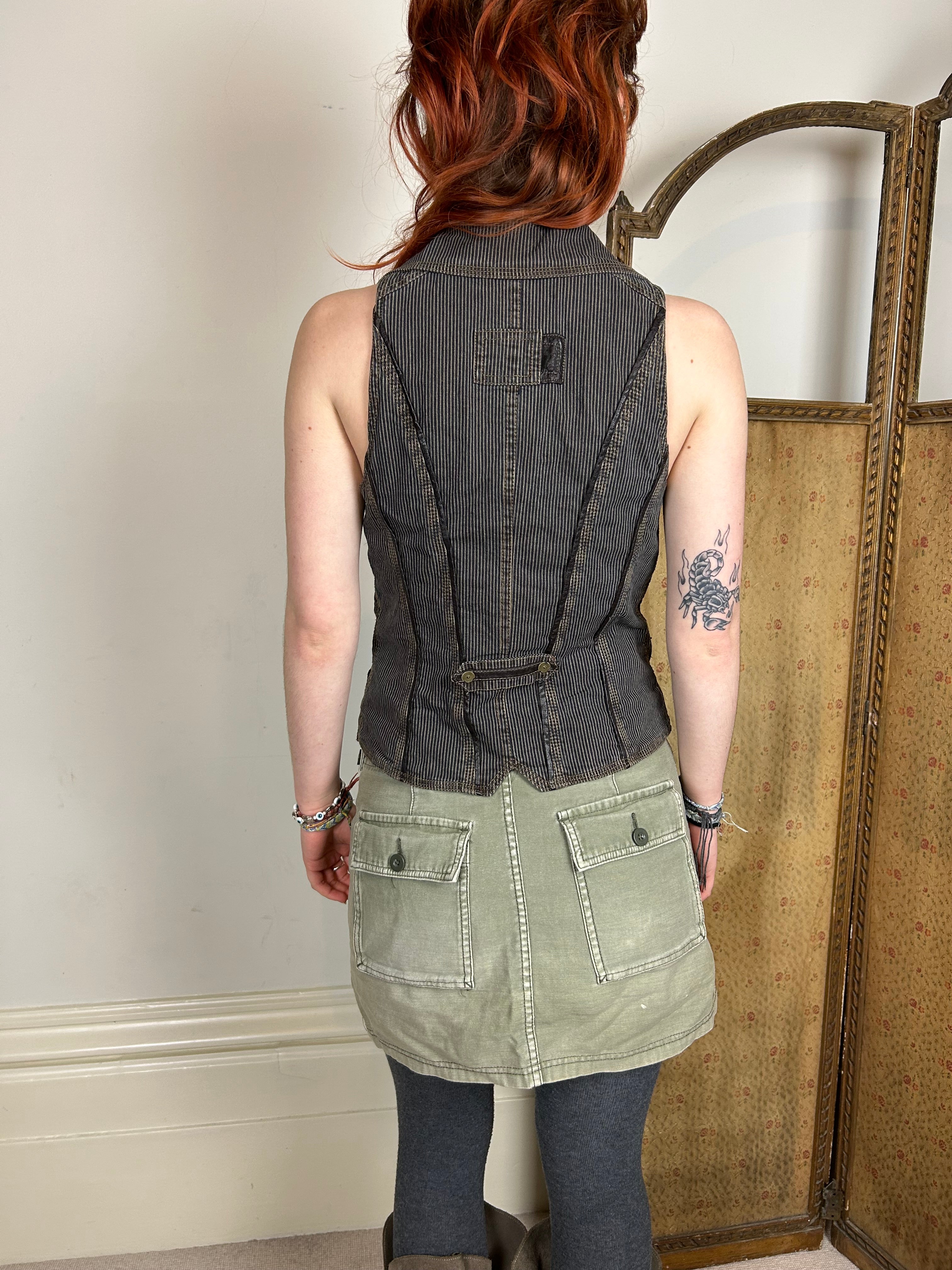 Khaki cargo mini skirt