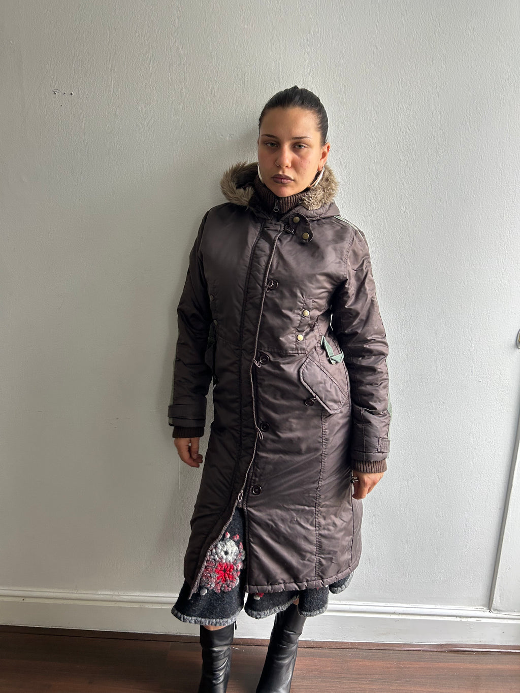 Vintage Waterproof Puffer Trench Coat