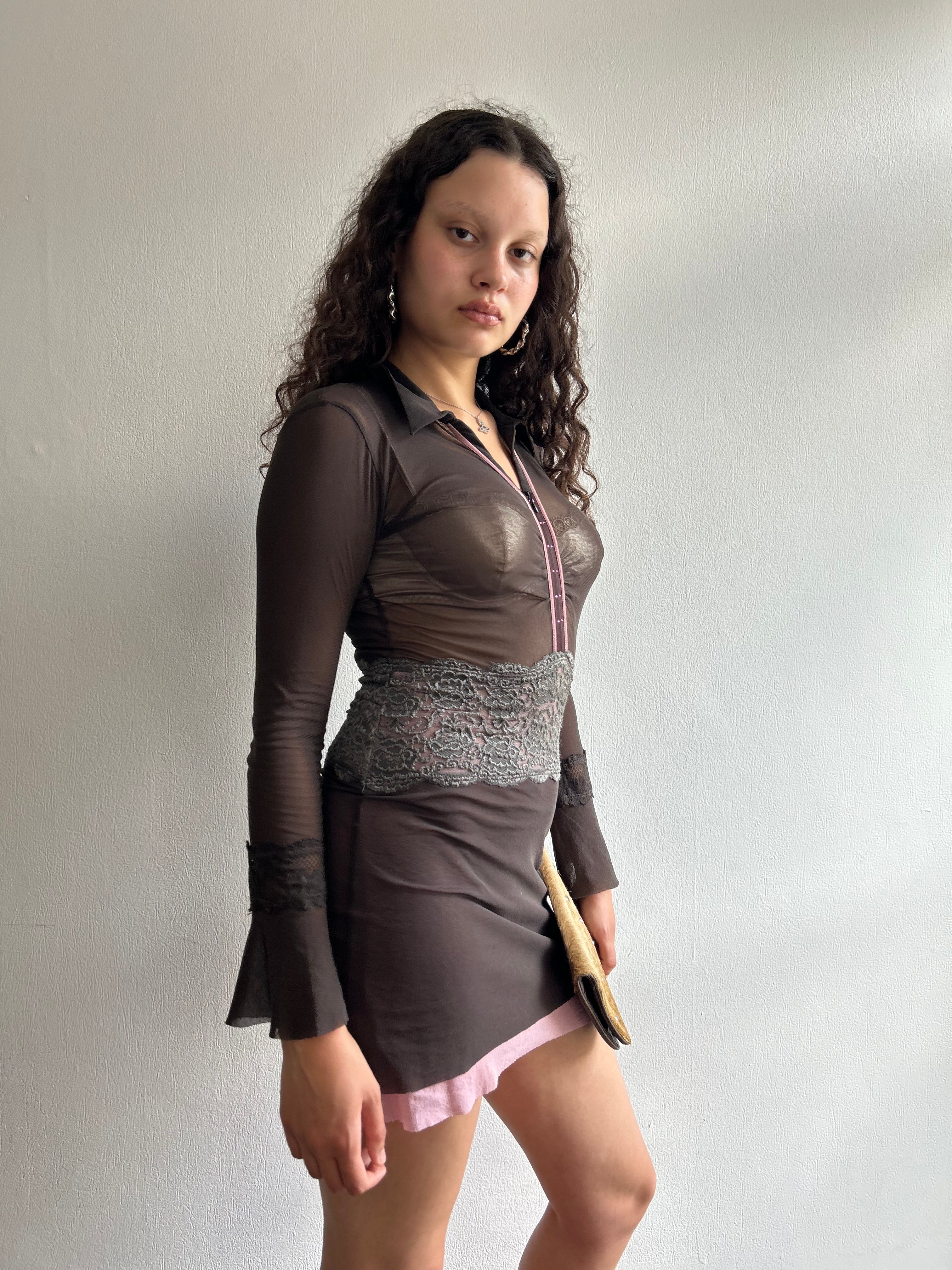 Y2K Layered Mesh Mini Dress